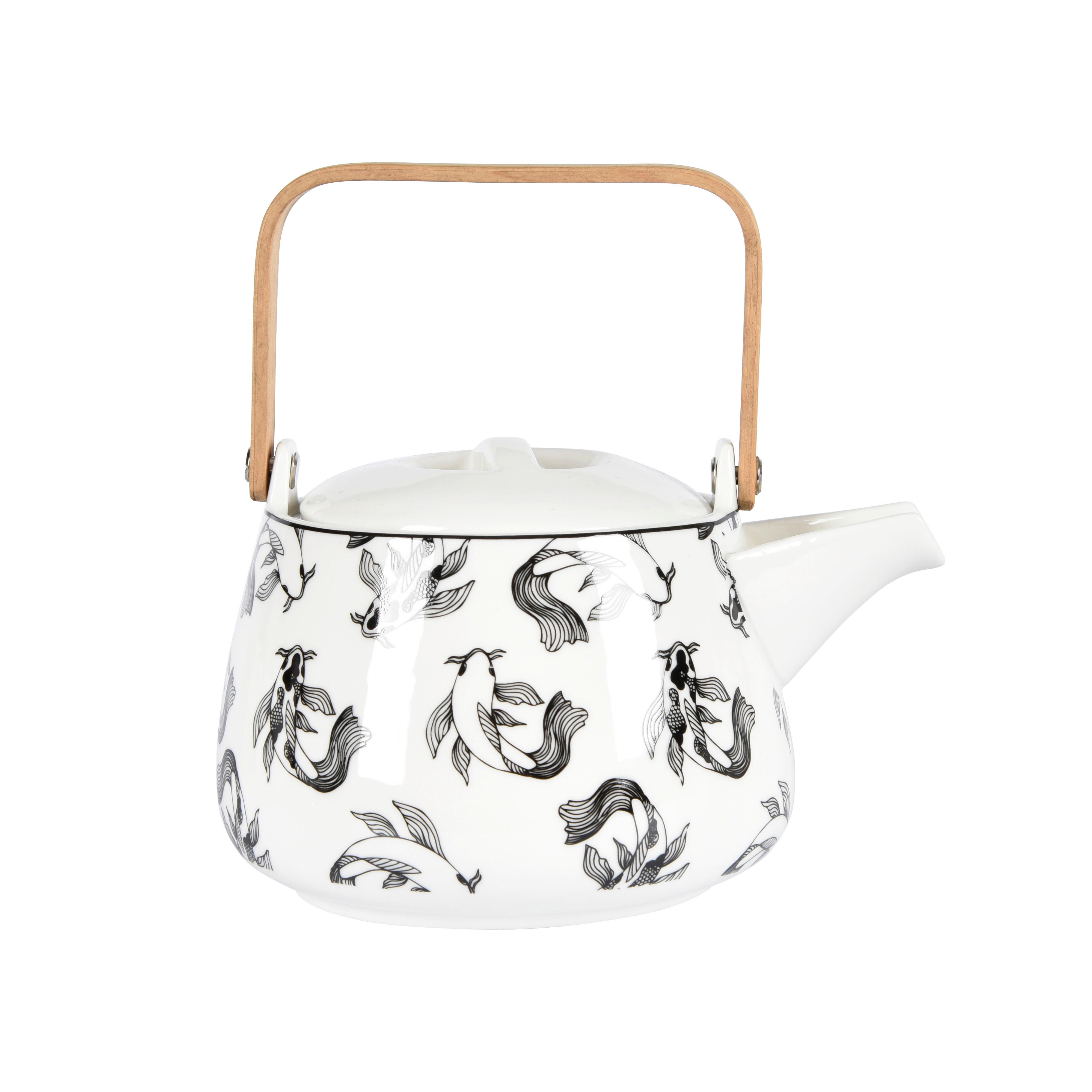 Čajová konvice Shiva - bílá/černá, Lifestyle, keramika (18/13,5/11cm) - Premium Living