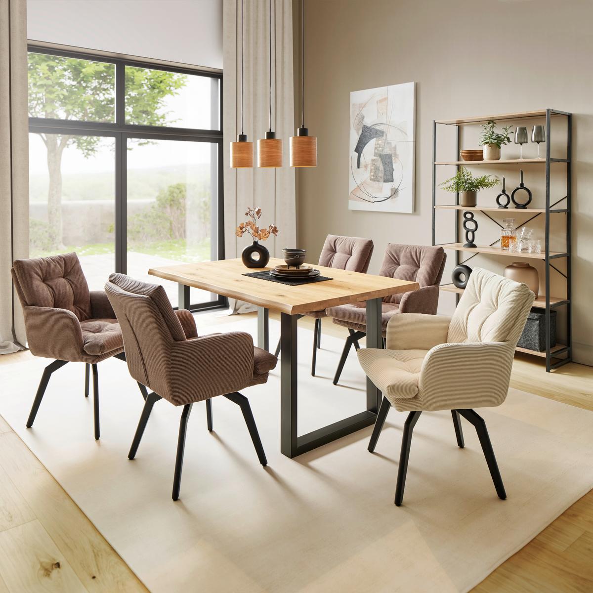 STOLIČKA S PODRÚČKAMI HANNA - hnedá/čierna, Modern, kov/textil (60/88/64cm) - Mömax