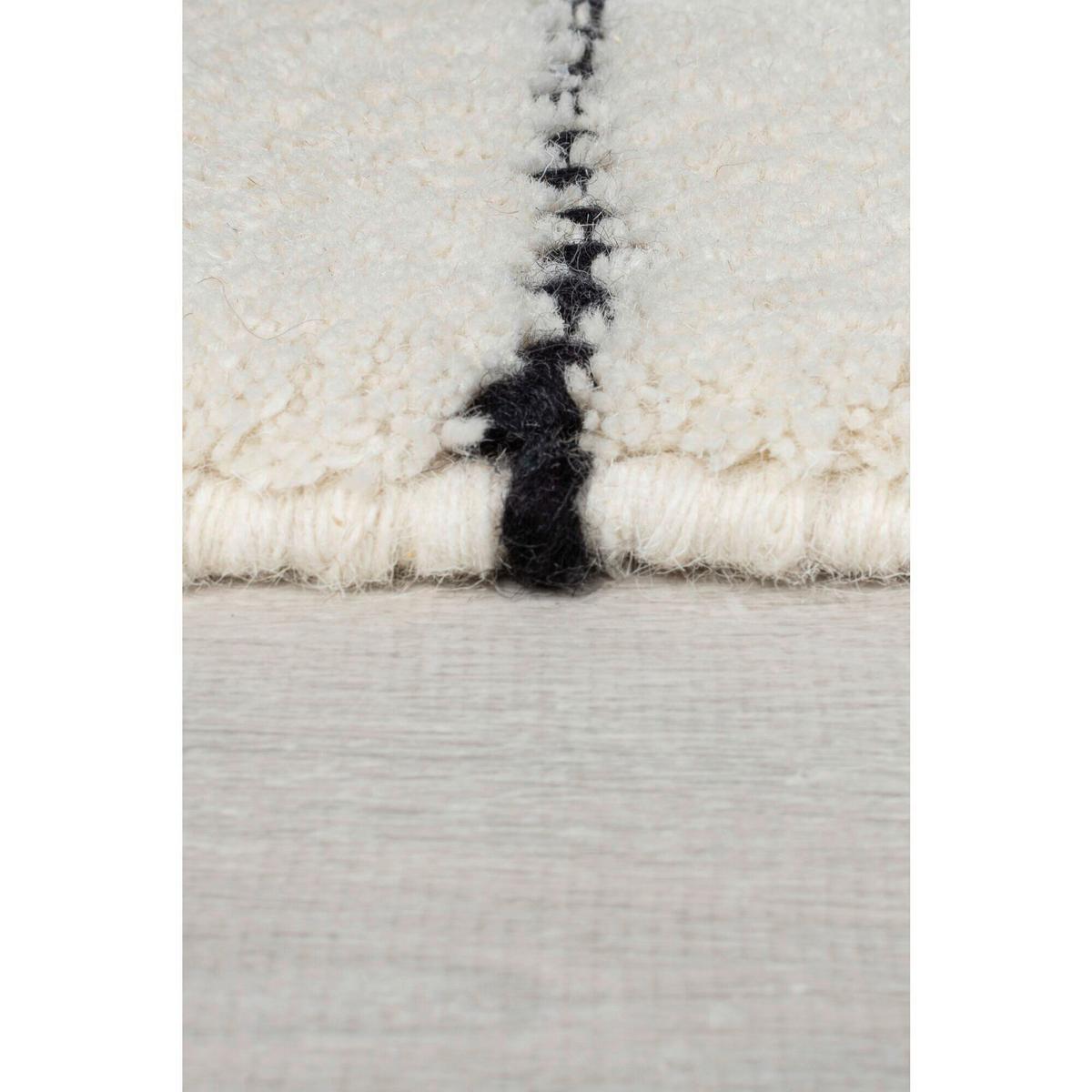 Handwebteppich Dottie Linear - Schwarz/Weiß, KONVENTIONELL, Textil (120/170cm)