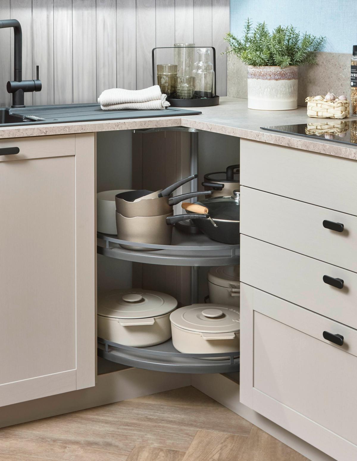 Eckküche Fermo/eastbourne - Hellbraun/Blau, MODERN, Holzwerkstoff (303,4/181,8cm) - Vertico