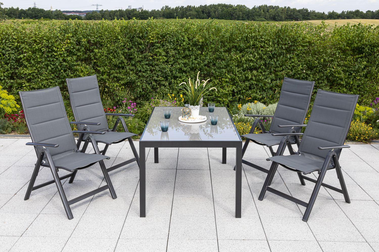 Gartensessel Klappbar Taviano Metall/Textil - Graphitfarben, ROMANTIK / LANDHAUS, Textil/Metall (59/109/73cm) - Gardenson