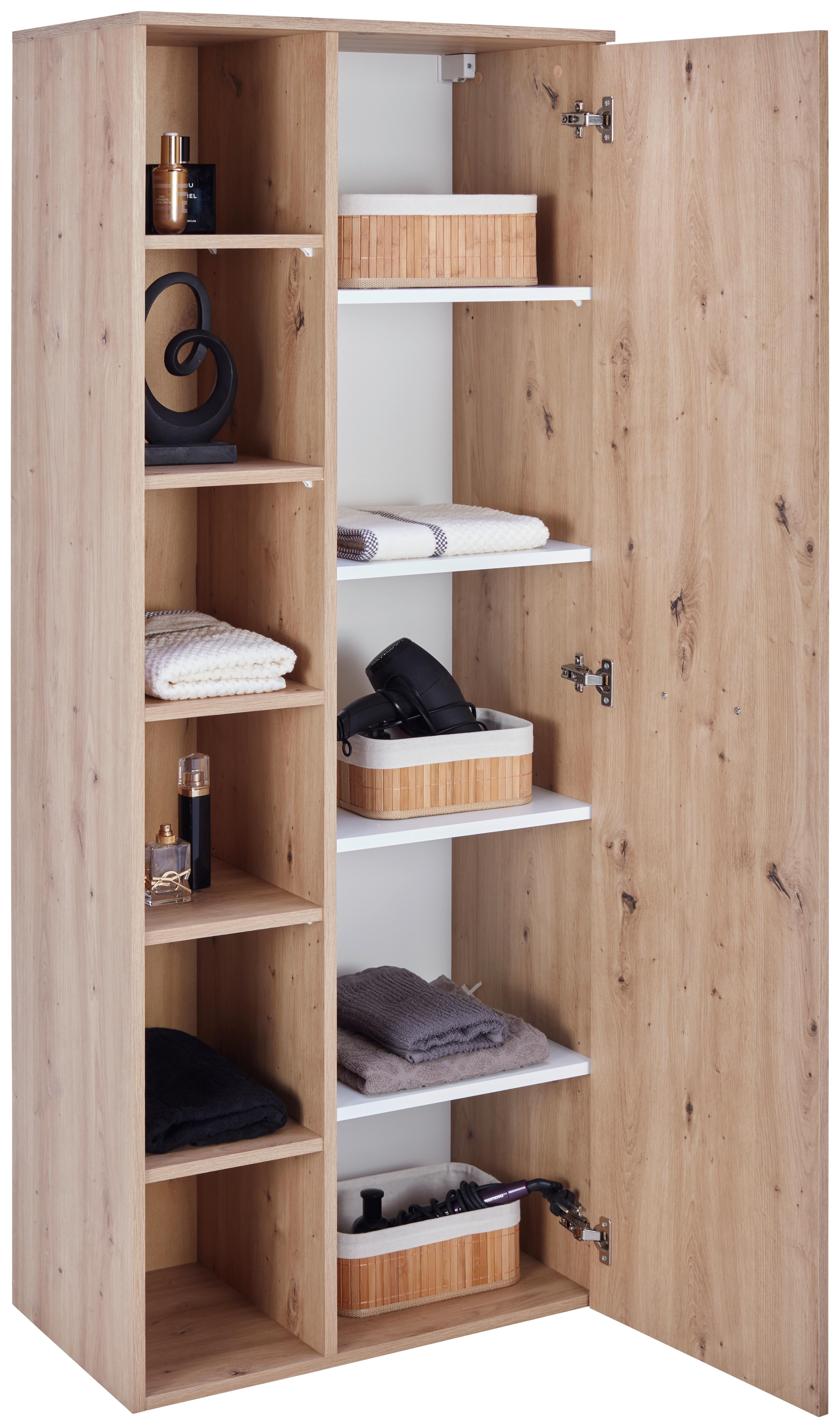 Badezimmer Hochschrank Fresh Bxh 65/168,5 Cm, Dekor Eiche - Eiche Artisan, KONVENTIONELL, Holzwerkstoff (65/168,5/38,5cm) - Ondega