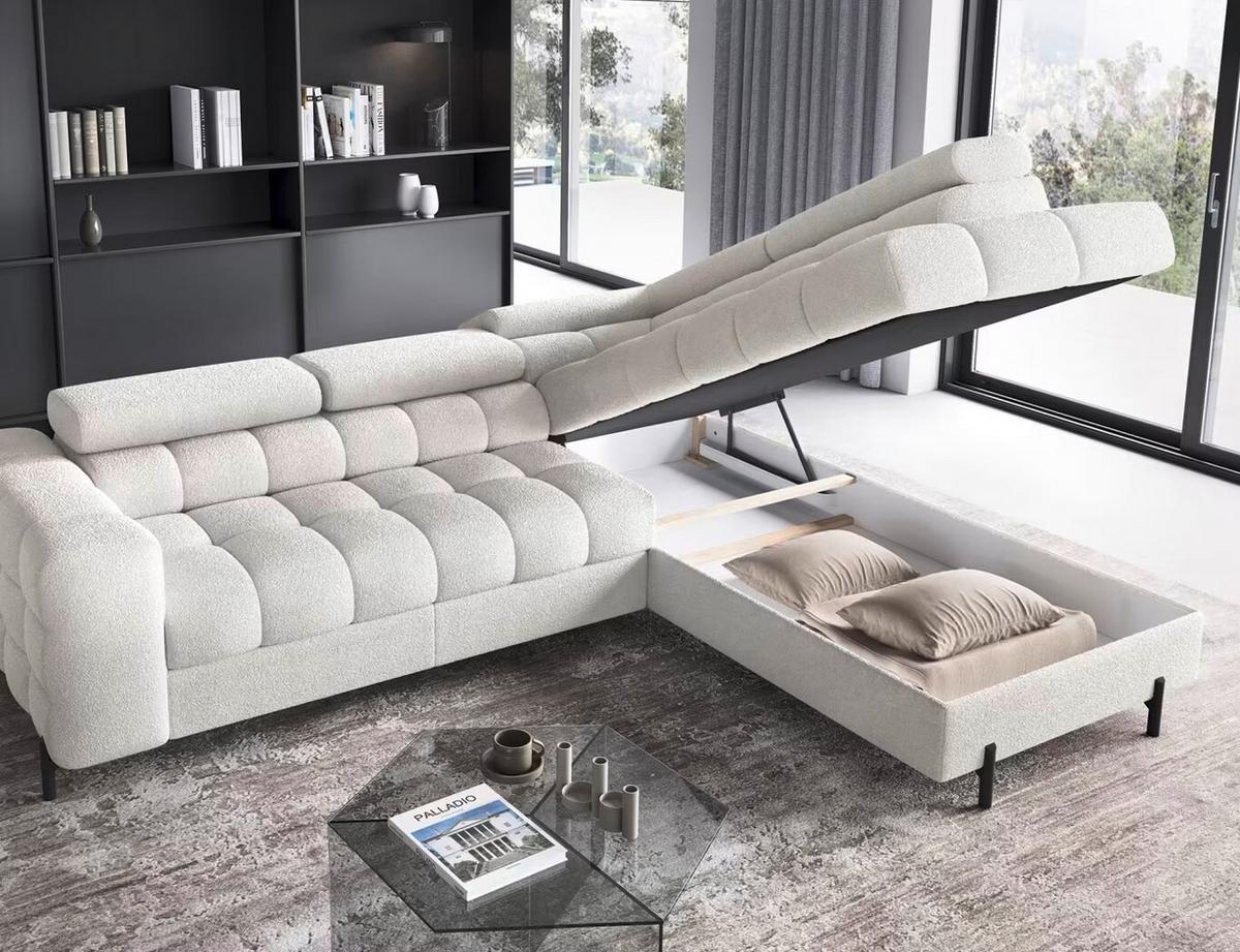 Ecksofa Ferucce Weiß S: 276x200 Cm - Schwarz/Weiß, Design, Textil (276/200cm) - MID.YOU