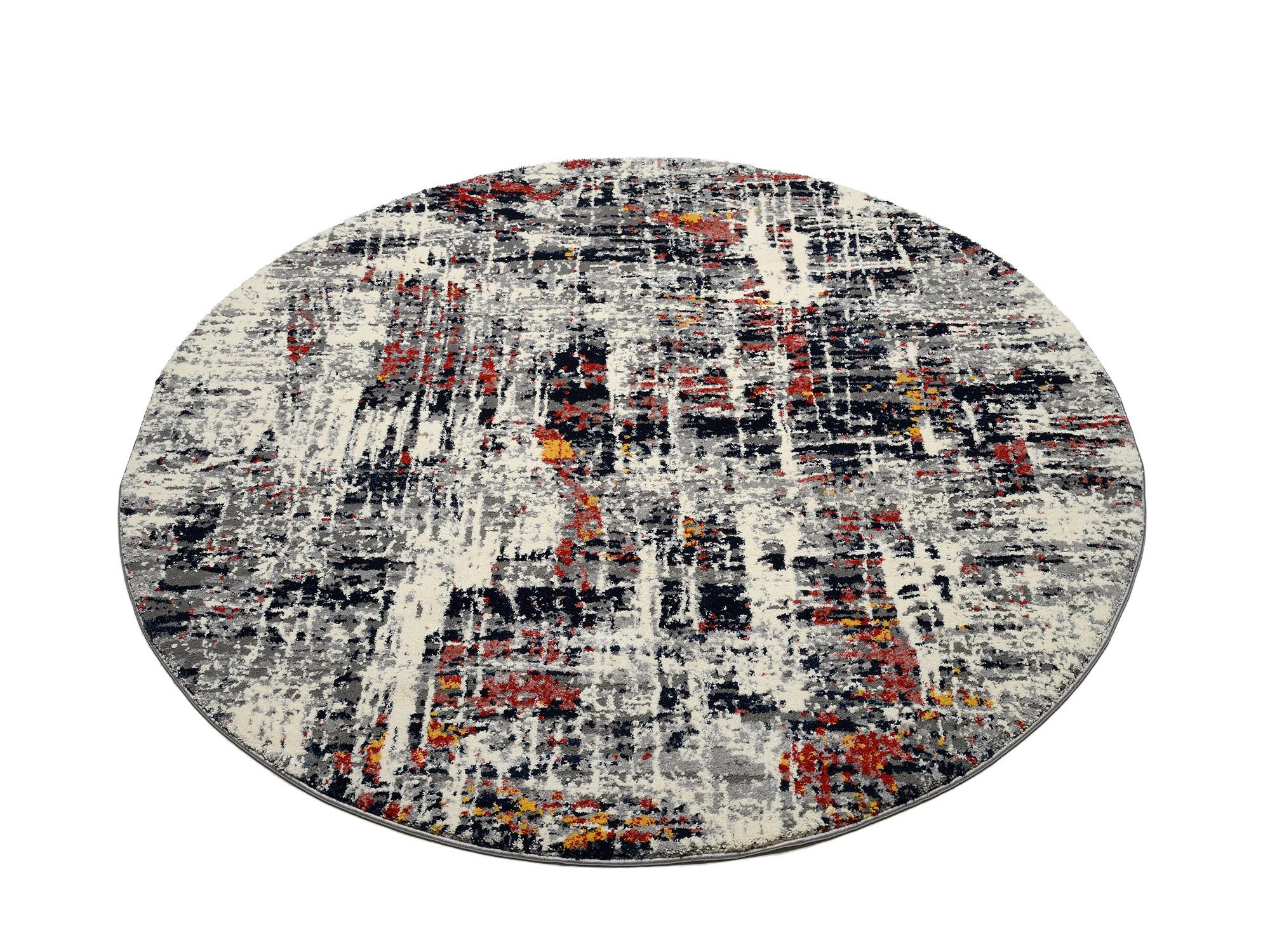 Webteppich bunt Timeline Autumn rund Ø 240 cm - Multicolor, Design, Textil (240cm) - Novel