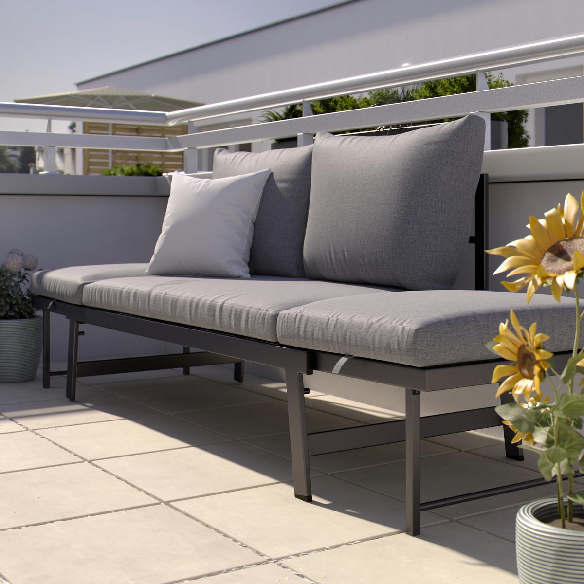 ZAHRADNÍ LAVICE ZALE - antracitová, Moderní, kov/textil