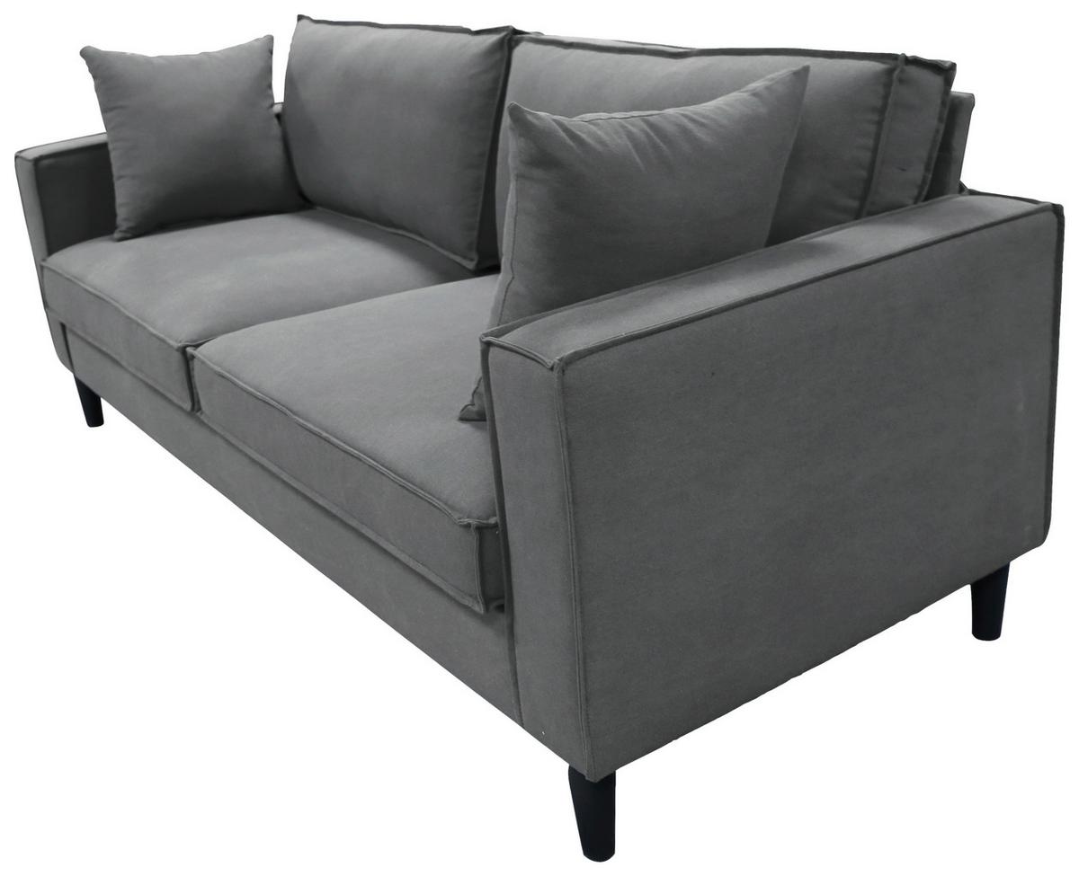 3-Sitzer-Sofa Beluna Hellgrau B: 198,5 cm - Hellgrau/Schwarz, Basics, Textil (198,5/84/83cm) - P & B