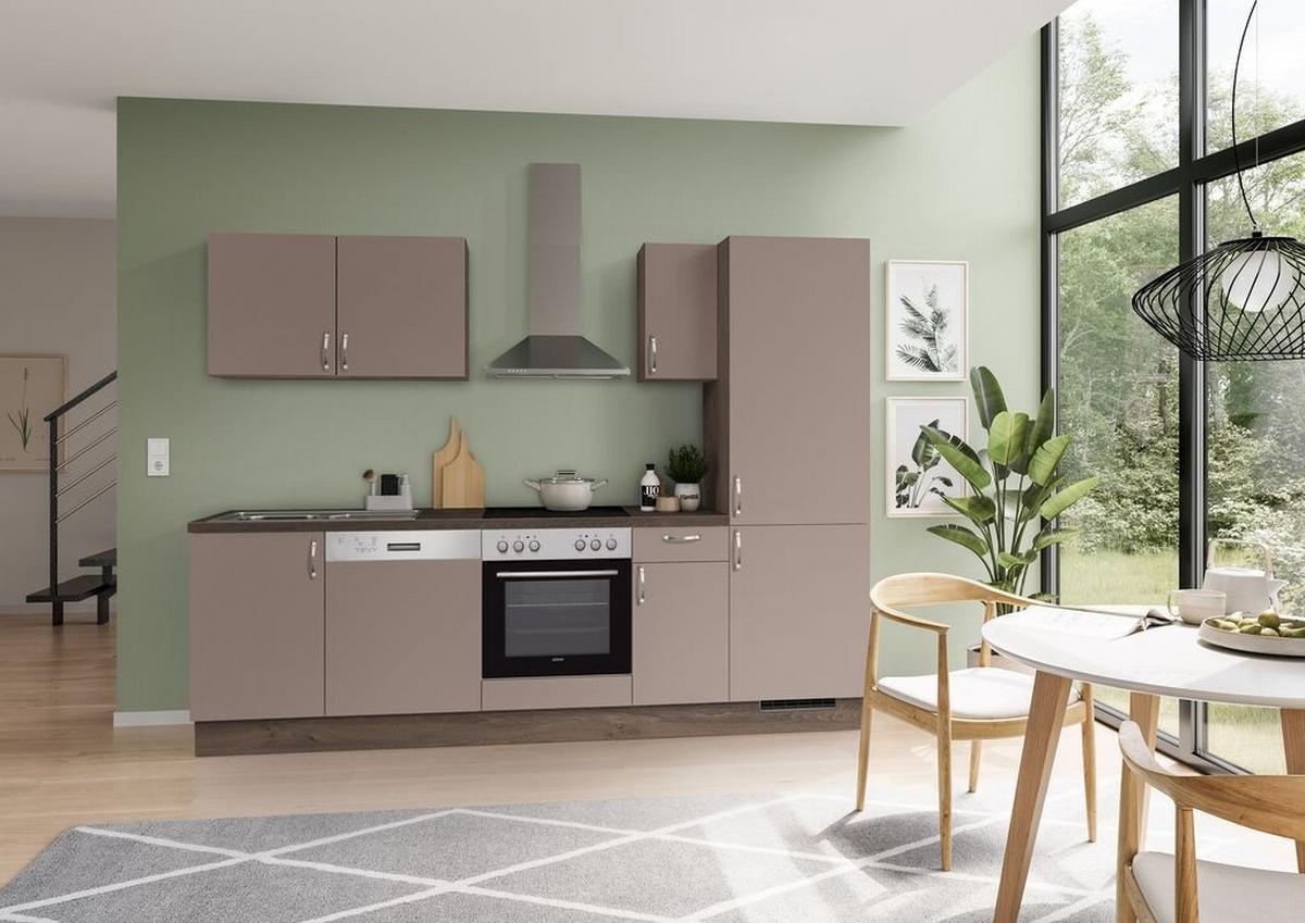Küchenblock Ip 3150 - Eiche dunkel/Cappuccino, Basics, Holzwerkstoff (270cm) - Impuls