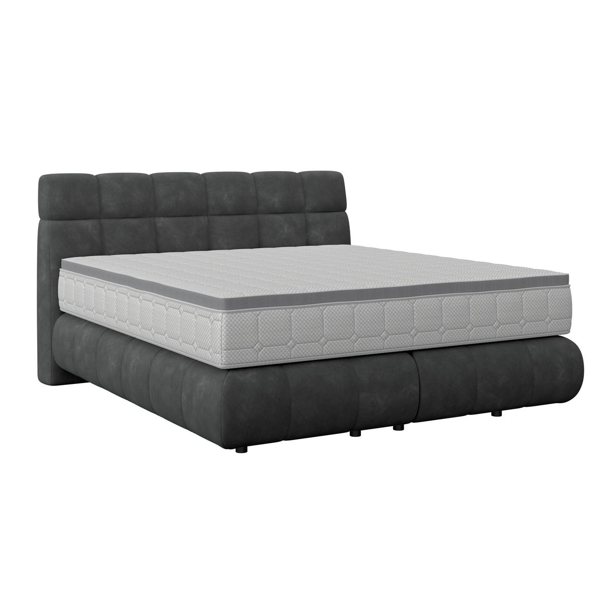 Boxspringbett Nobu Anthrazit, Lf: 180x200 Cm - Anthrazit/Schwarz, Trend, Holz/Textil (180/200cm)