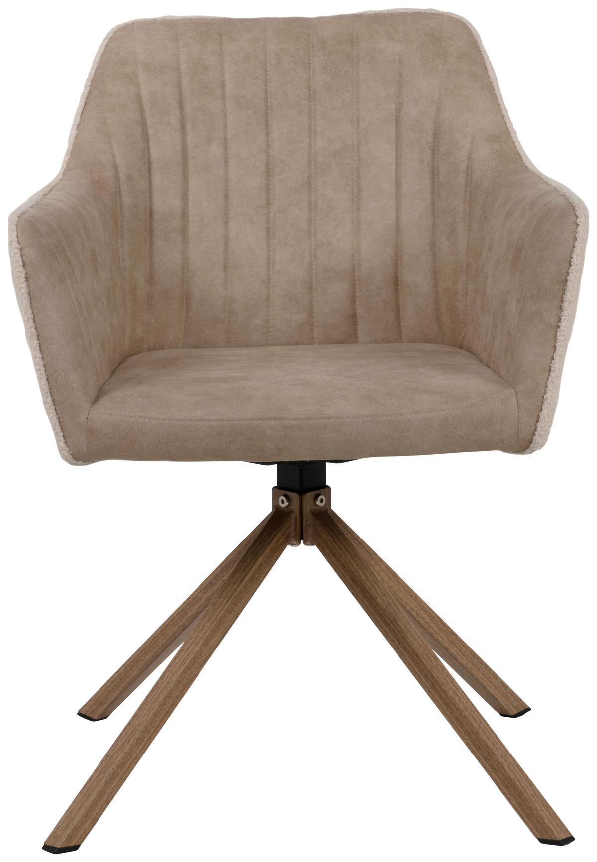 Armlehnstuhl Ray Beige drehbare Sitzfläche - Eichefarben/Beige, KONVENTIONELL, Textil/Metall (58,5/81/60cm) - MID.YOU