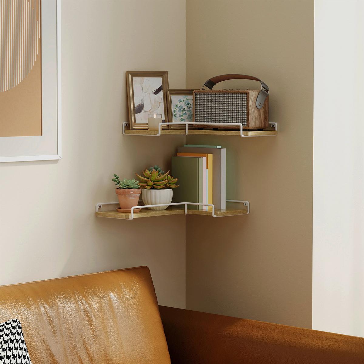 WANDBOARDSET CORNER SHELF - Eichefarben/Weiß, MODERN, Holzwerkstoff/Metall (40/4/29cm) - MID.YOU