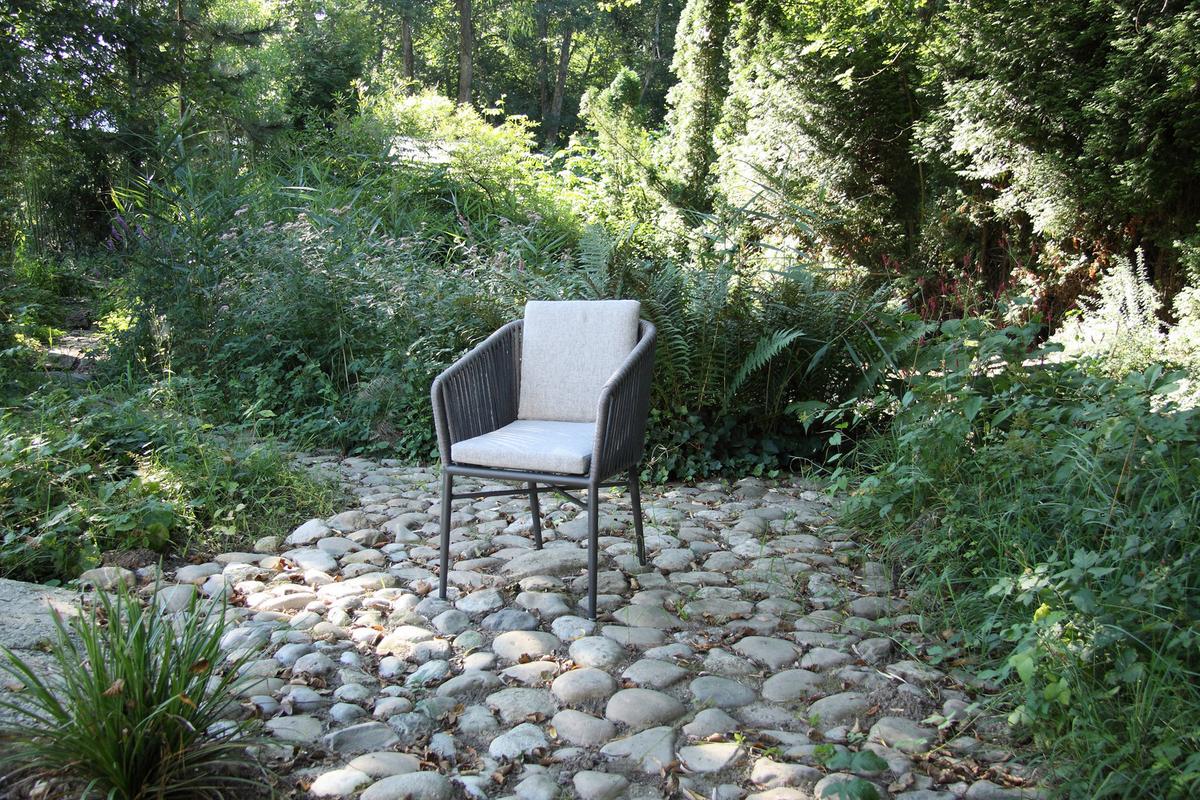 Gartenstuhl Stapelbar Manhatten Aluminium - Dunkelgrau/Anthrazit, MODERN, Textil/Metall (61/81/61cm) - Acamp