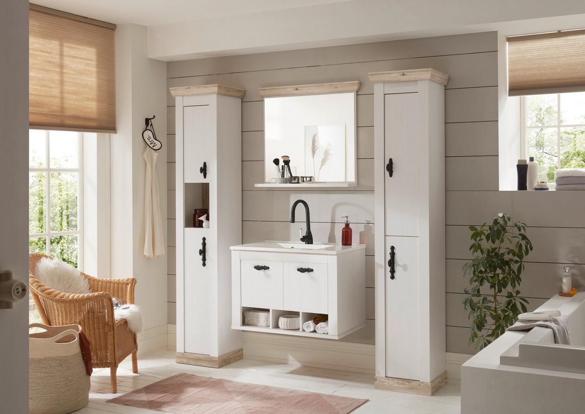 Badezimmer Florenz Pinienfarben B: 205cm - Weiß/Pinienfarben, Design, Naturmaterialien/Holzwerkstoff (205/200/46cm) - MID.YOU