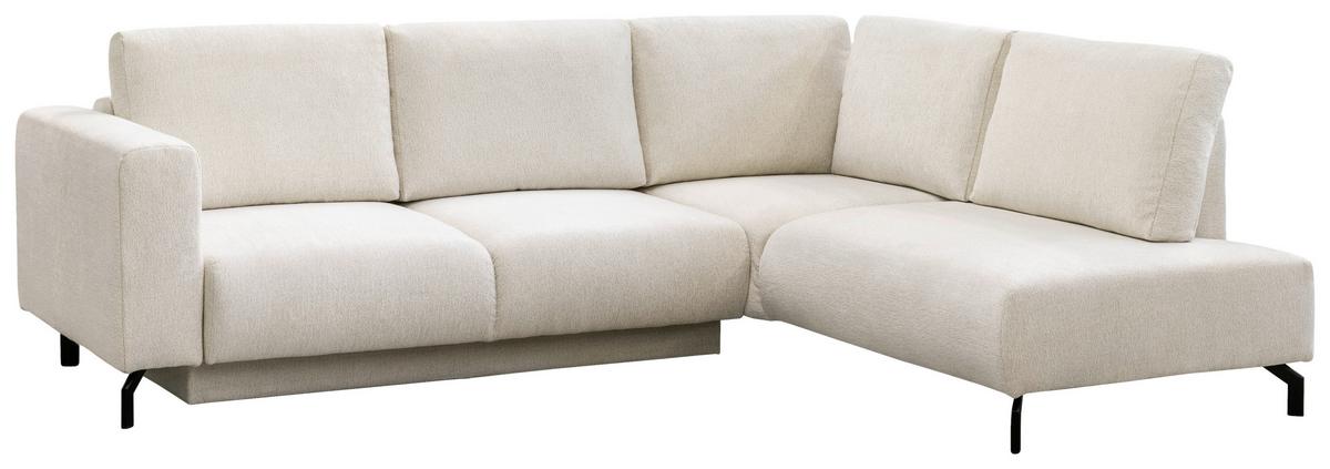 Rohová sedačka VENI, pravá, béžová ženilka - čierna/béžová, Modern, textil (272/210cm)