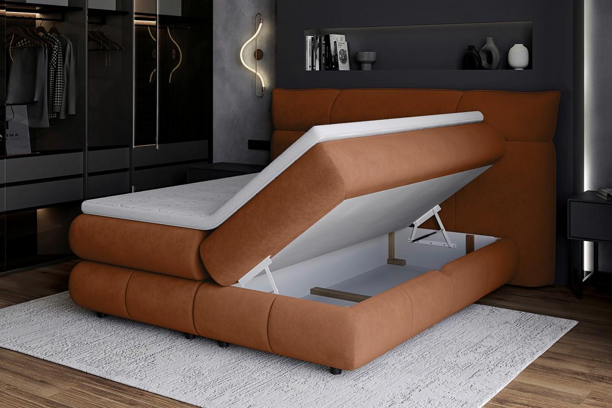 Boxspringbett Caramelo Kupfer 180x200 cm - Schwarz/Kupferfarben, Trend, Textil (180/200cm)
