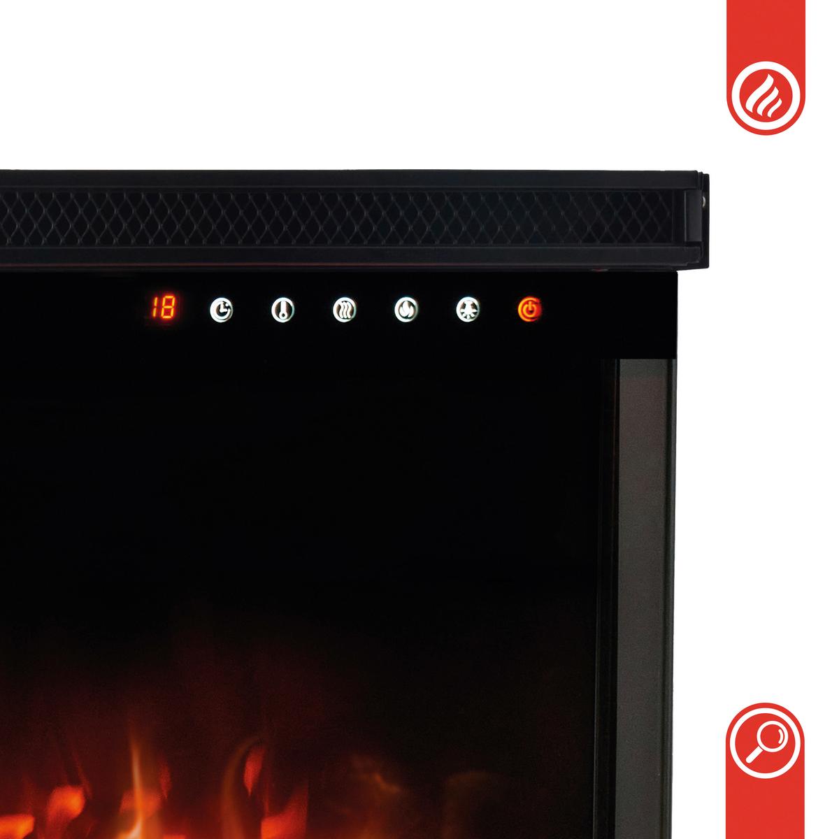 Elektrokamin Lea - Schwarz, Basics, Glas/Metall (91,9/43,0/20,0cm)