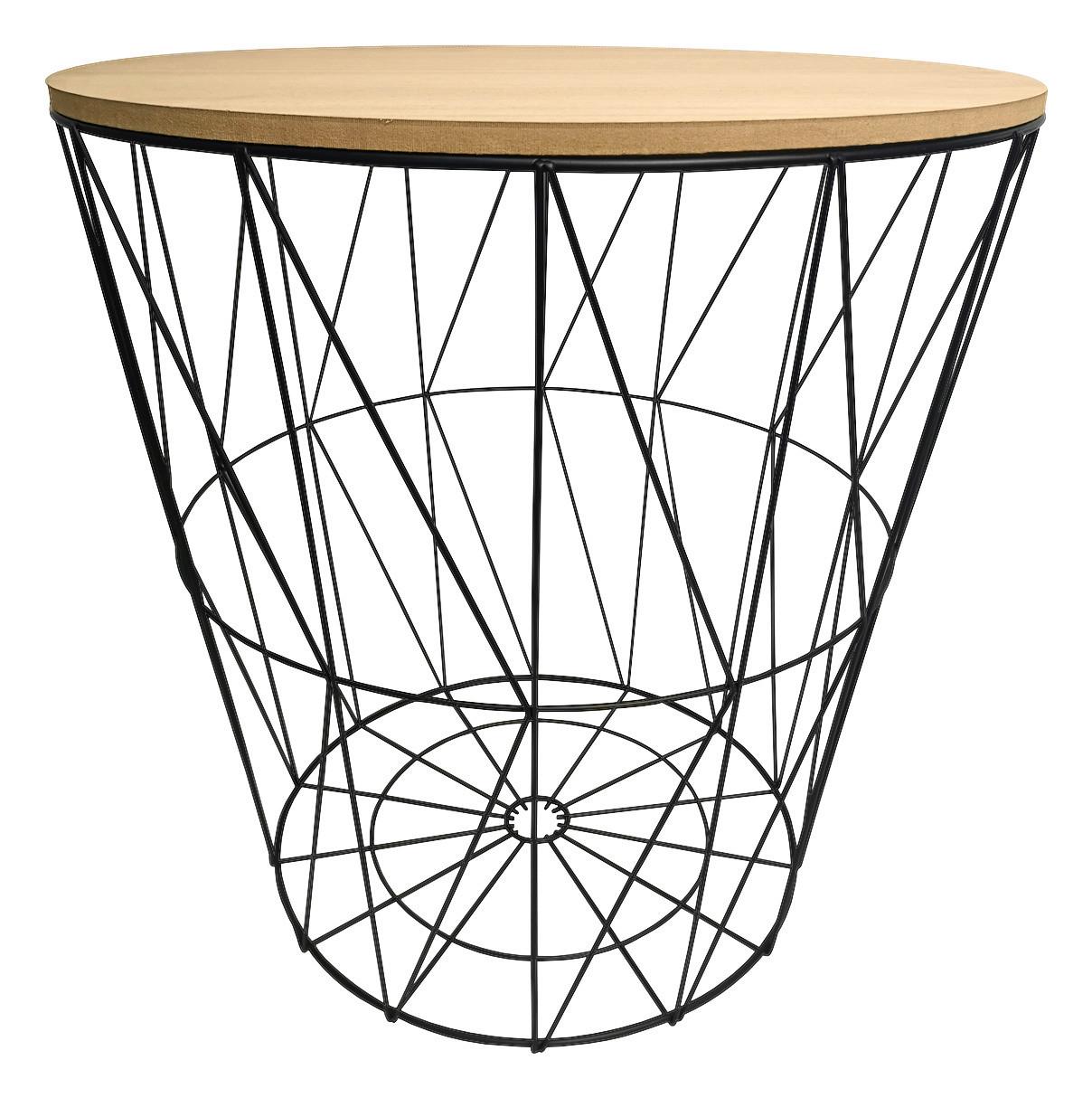 Odkládací Stolek Tom 1 - černá/přírodní barvy, Moderní, kov/kompozitní dřevo (35,5/39/35,5cm) - Homezone