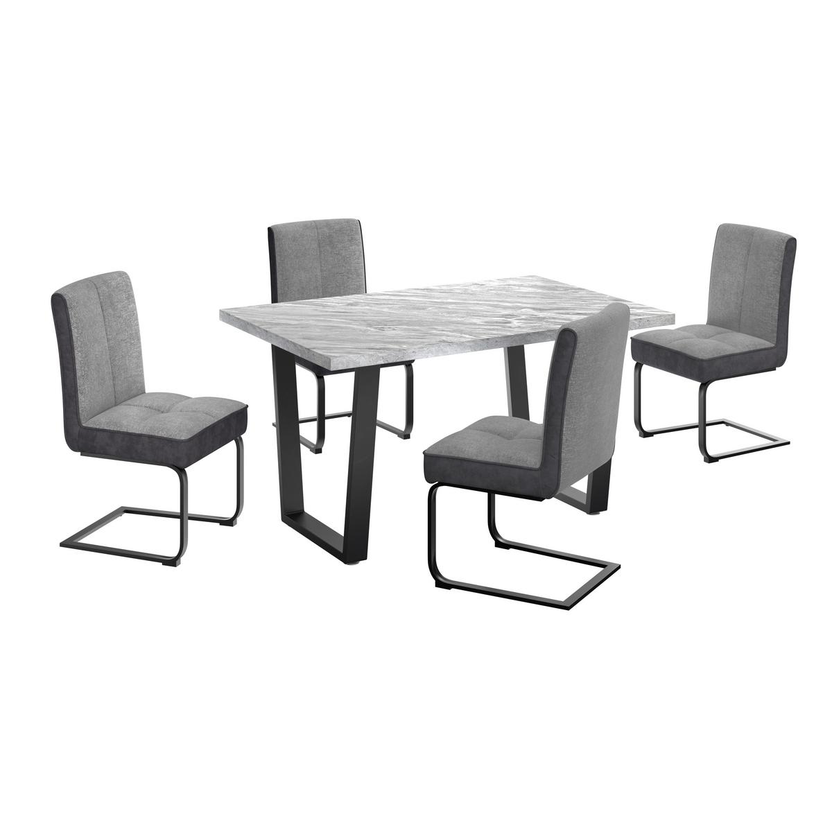 Esstisch Melbourne 140x90cm Grau - Schwarz/Grau, MODERN, Holzwerkstoff/Metall (140/75/90cm)