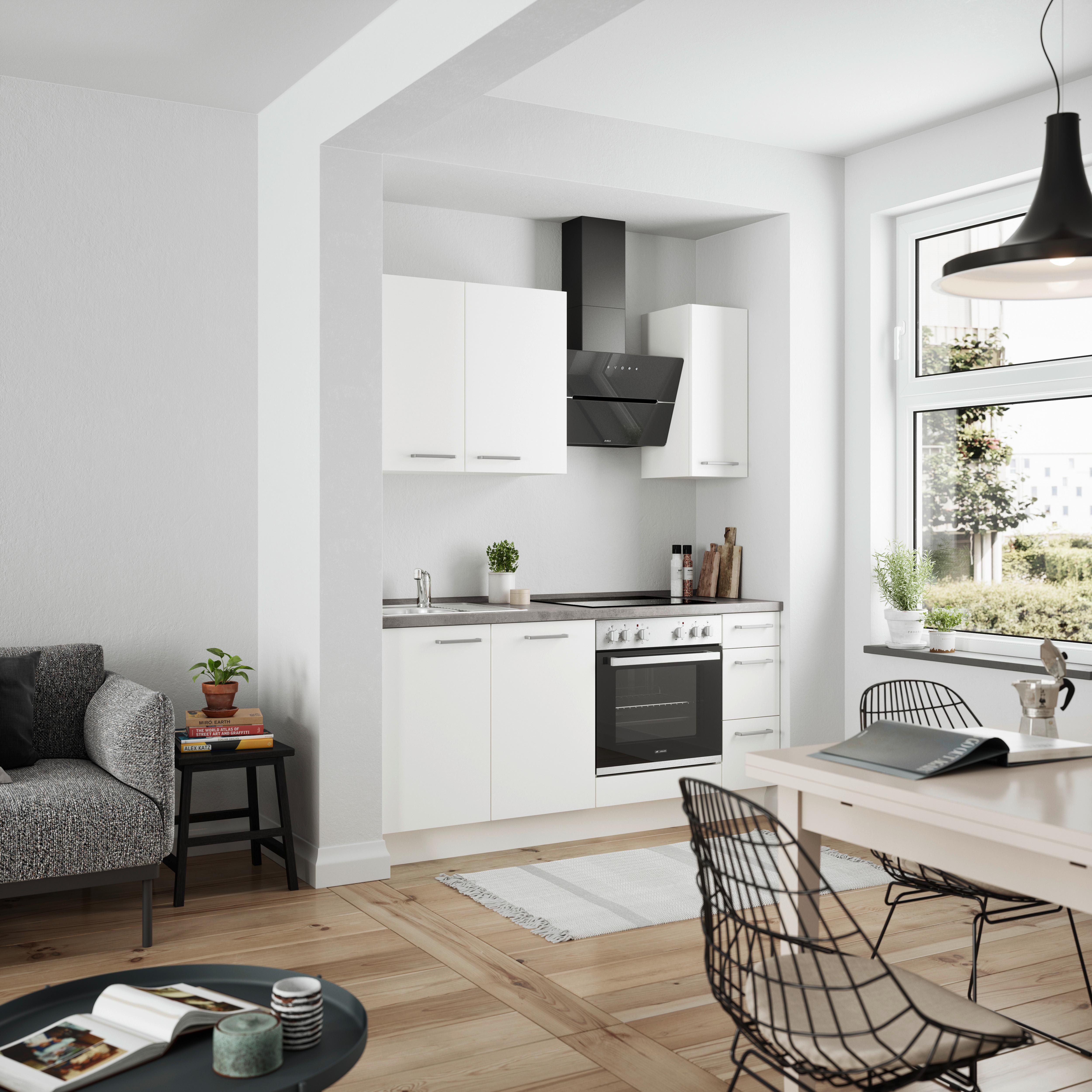 KÜCHENLEERBLOCK TOUCH HIGH - LINE, H1 RECHTS - Weiß/Grau, MODERN, Holzwerkstoff (180cm) - Nobilia