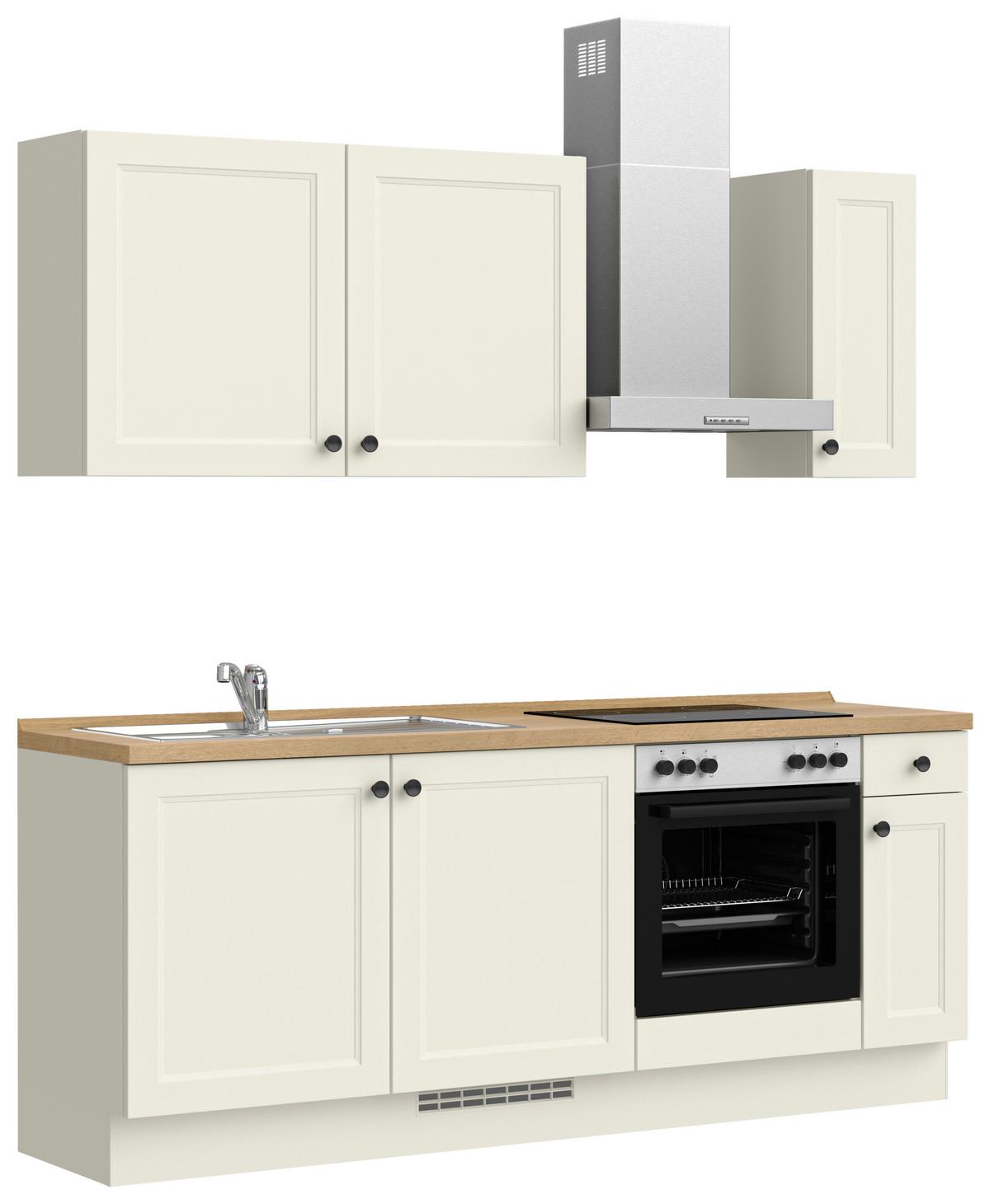 Kuchyňská linka 210 cm, bílá - bílá/barvy dubu, Moderní, kov/kompozitní dřevo (210cm) - Nobilia