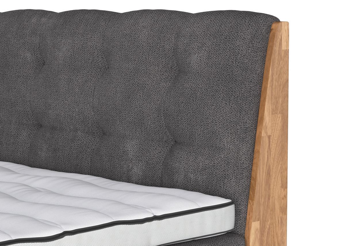 Boxspringbett Moon mit Topper 160x200 cm - Dunkelgrau/Eichefarben, MODERN, Holz/Holzwerkstoff (160/200cm) - MID.YOU