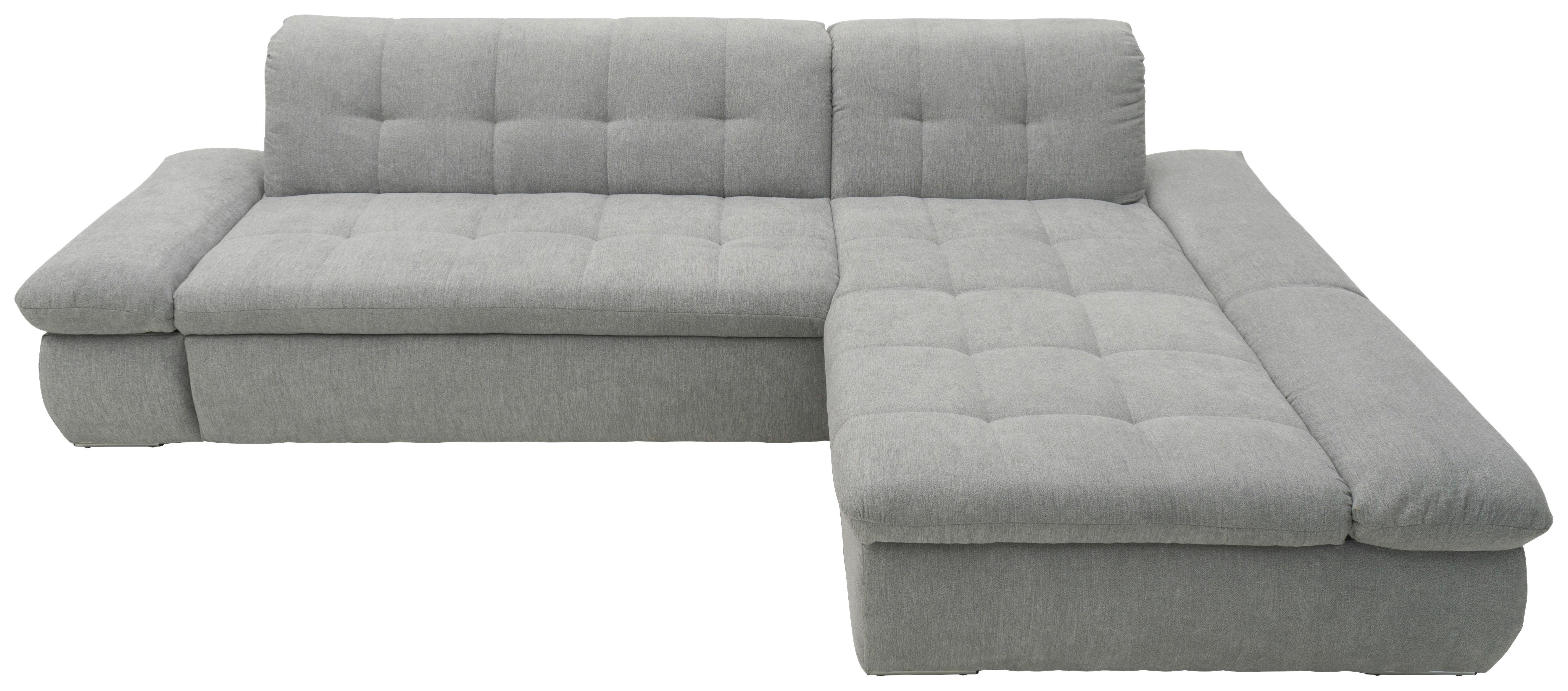 Ecksofa mit Schlaffunktion Moric Grau Mikrofaser - Chromfarben/Grau, KONVENTIONELL, Textil (300/172cm) - MID.YOU