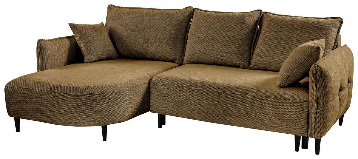 Ecksofa Sycyllia Goldfarben/Schwarz, 165 cm - Goldfarben/Schwarz, Design, Textil (165/244cm) - MID.YOU
