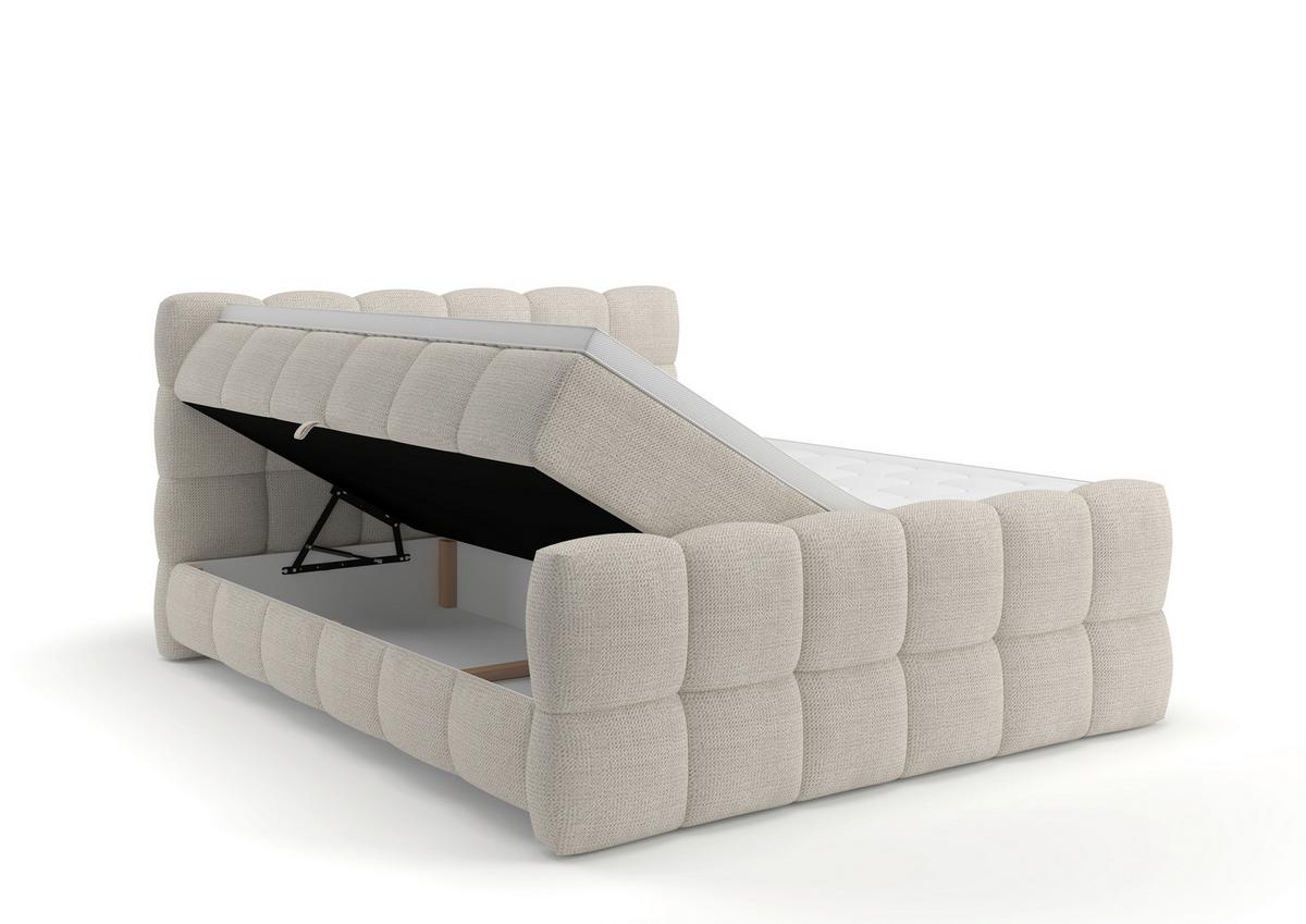 Boxspringbett Brisbane inkl. Bettkasten 180x200 - Creme/Schwarz, Trend, Holz/Holzwerkstoff (180/200cm) - Sembella