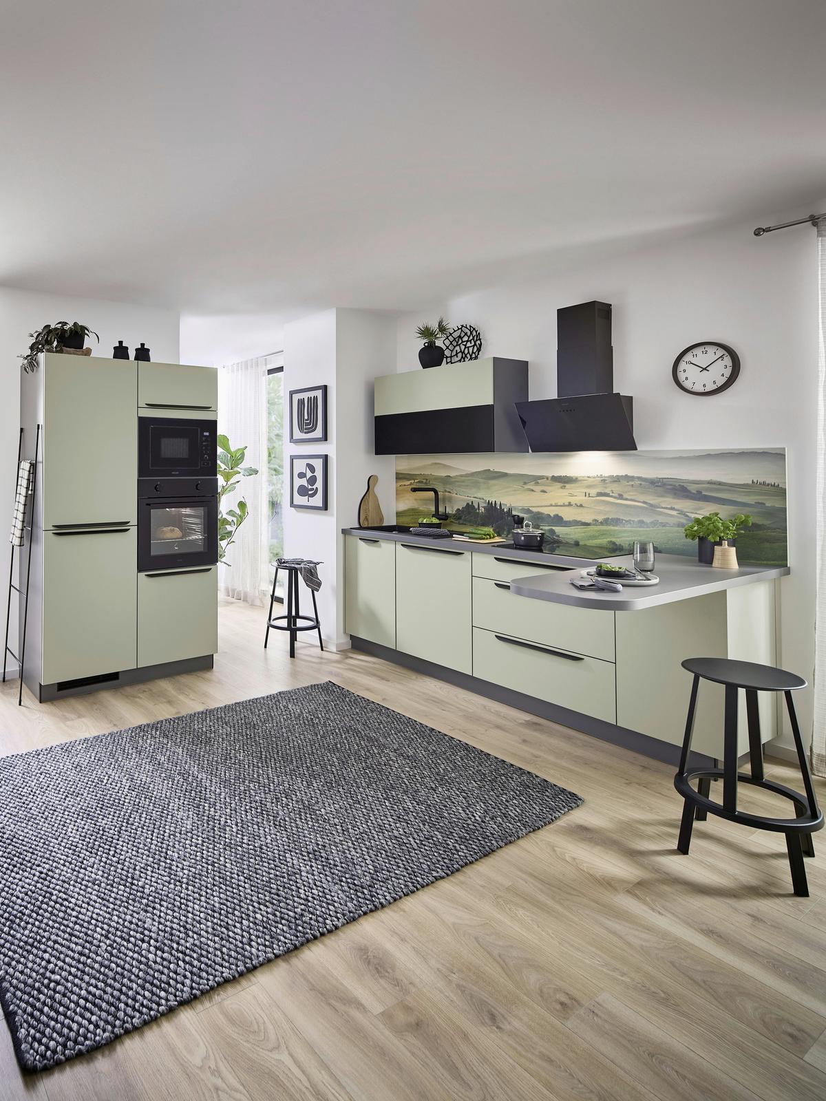 Eckküche Clean - Salbeigrün/Anthrazit, MODERN, Holzwerkstoff (120/238,8cm) - Express-Kuechen