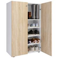 SCHUHSCHRANK Lona Weiß Sonoma Eiche Dekor - Schwarz/Weiß, Design, Holzwerkstoff (70/110/39cm) - MID.YOU