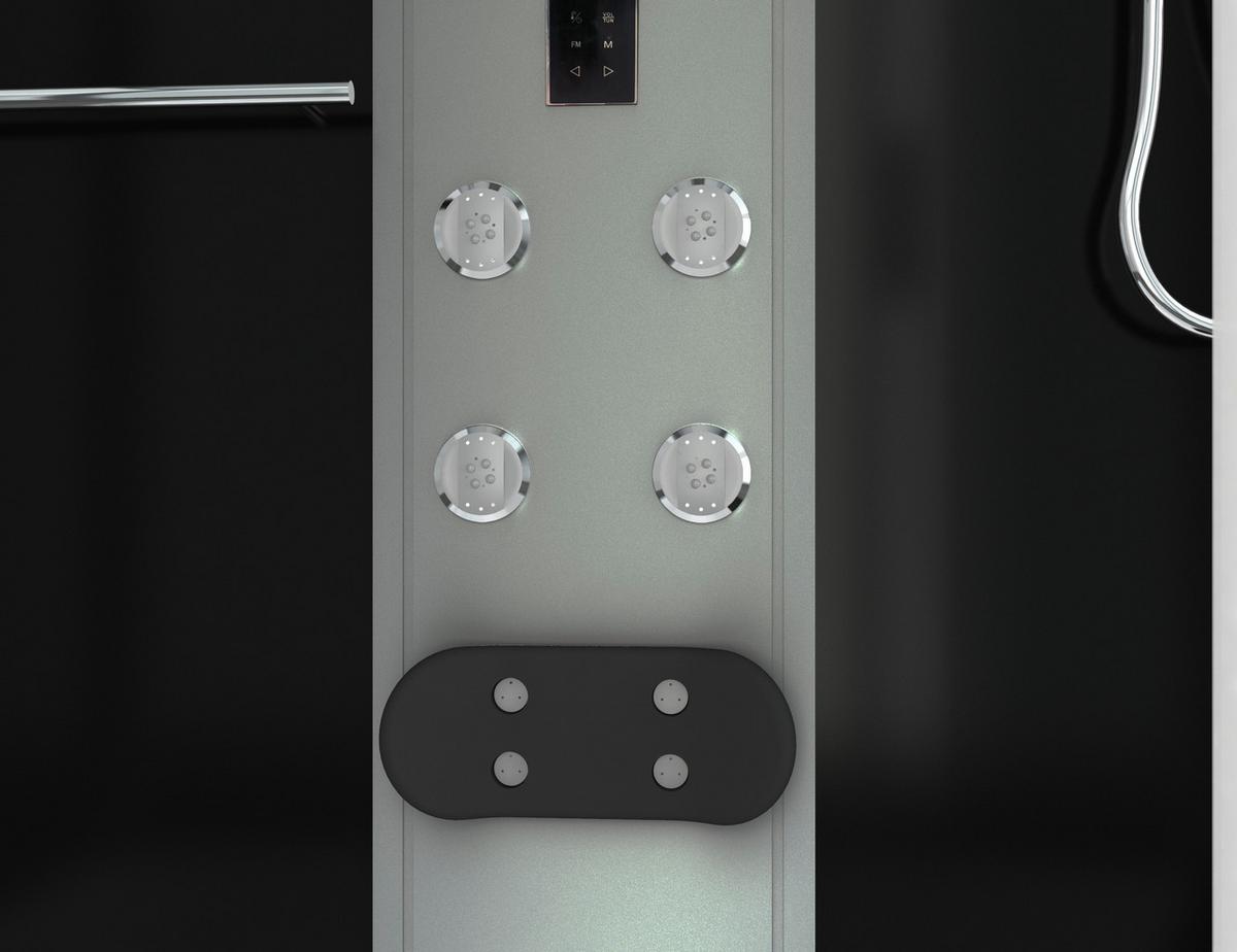 Dampfdusche Nevada 170 Mit Massagedüsen, Radio, Ablage - Schwarz/Weiß, Basics, Glas (175/229/85cm) - Sanotechnik