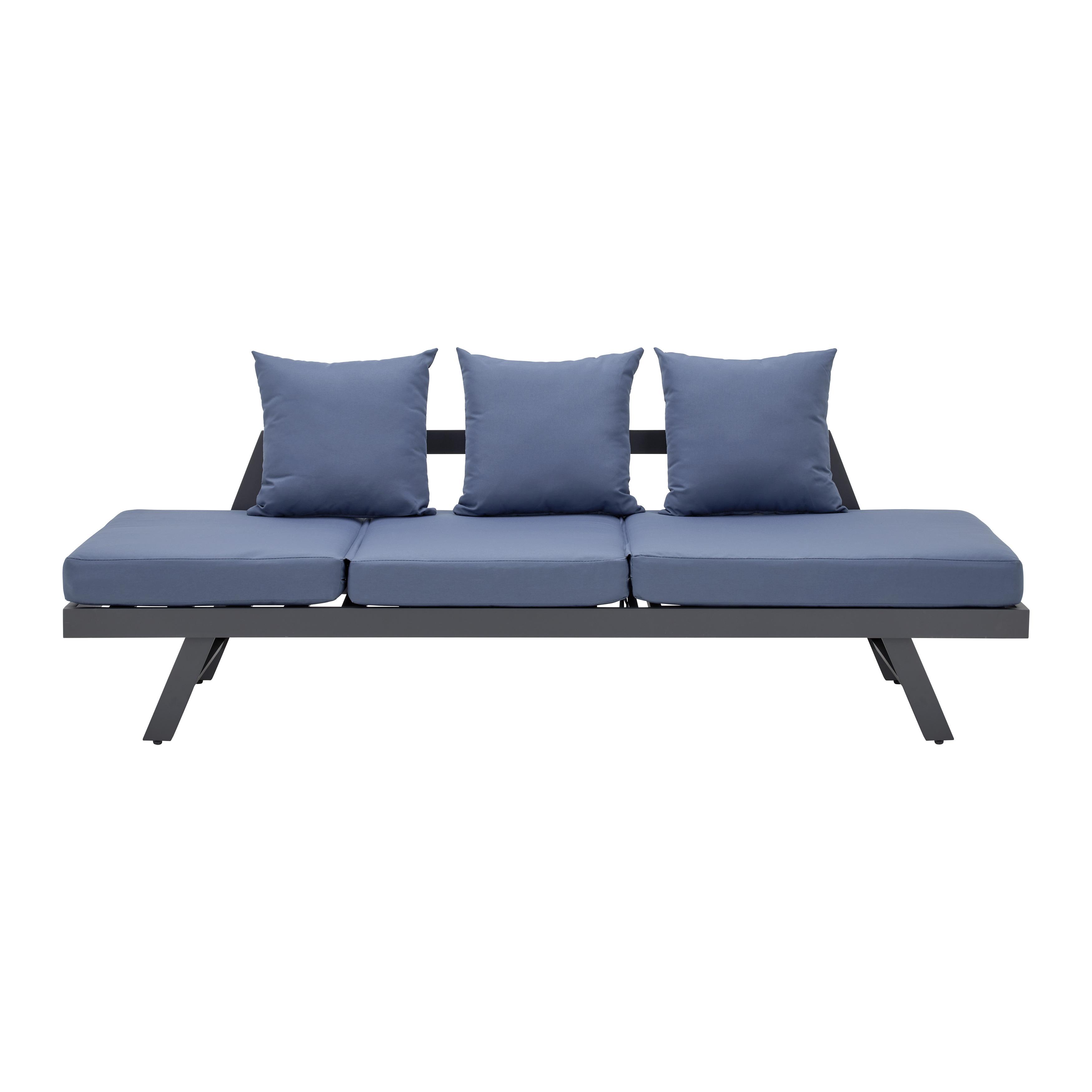 Relaxační Lehátko Ilva Blu - modrá/tmavě šedá, Moderní, kov/textil (210/61/74cm) - Bessagi Garden