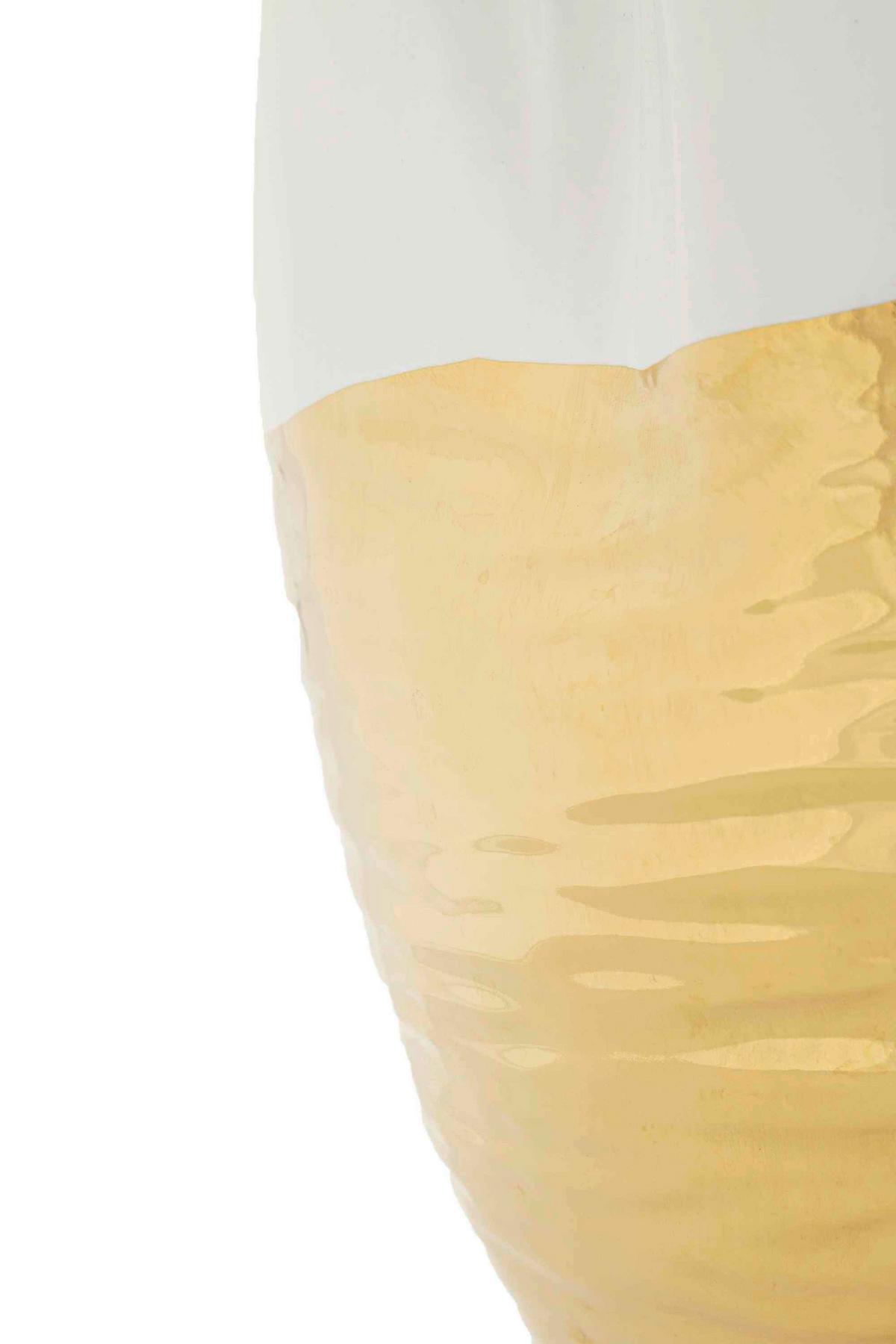 Vase Lux Weiß, Goldfarben B: 20 cm - Goldfarben/Weiß, Basics, Keramik (20/25/20cm)