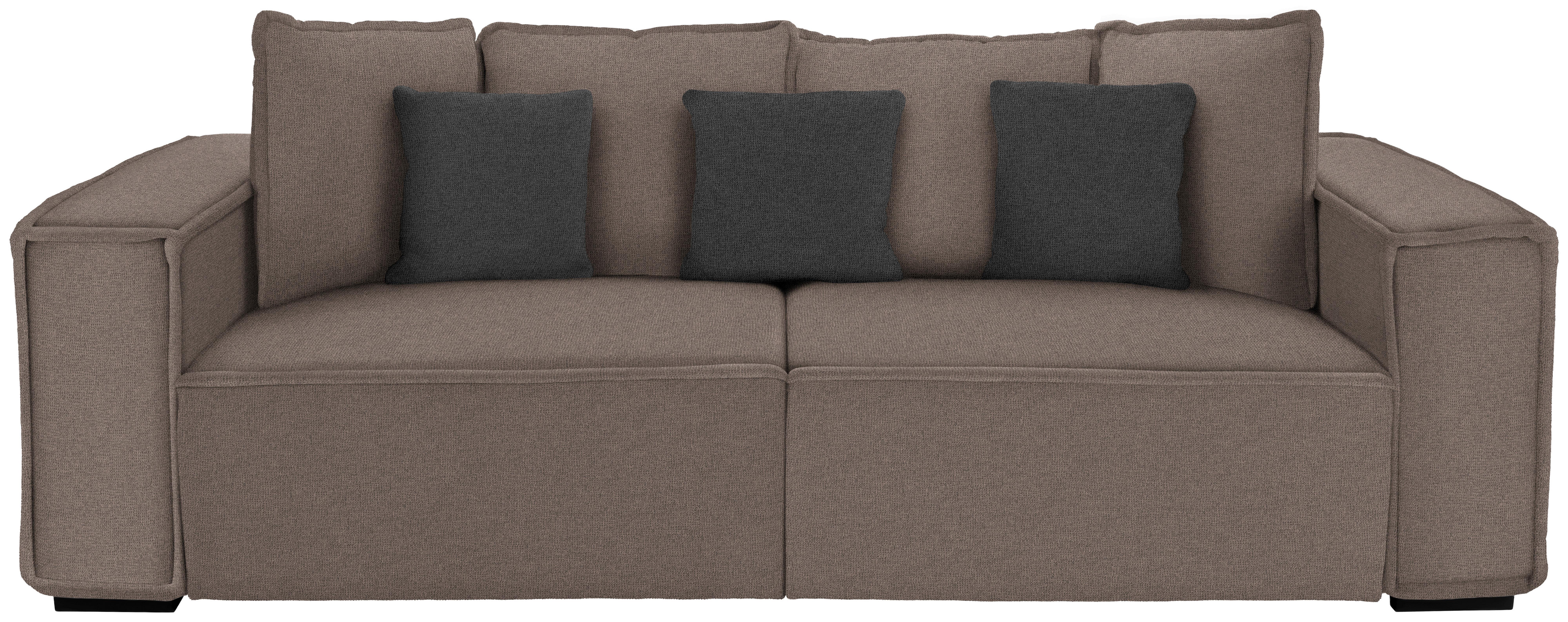 Bigsofa mit Kissen Surf, Mikrofaser - Taupe/Dunkelgrau, MODERN, Holz/Textil (244/62/117cm) - Luca Bessoni