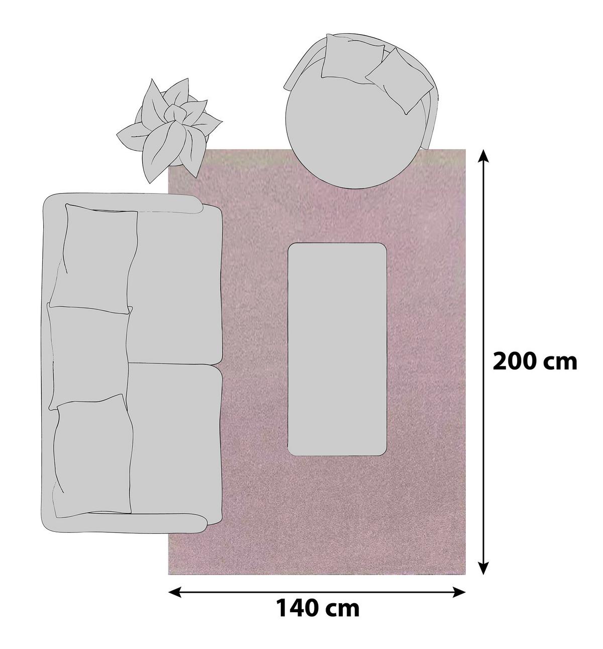 Hochflor Teppich Rosa Ata 140x200 Cm - Rosa, KONVENTIONELL, Textil (140/200cm)