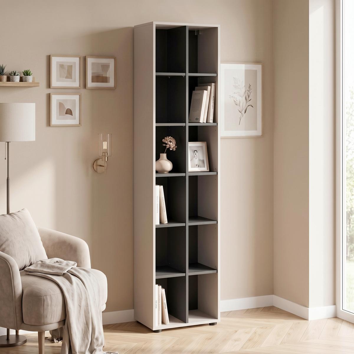 REGÁL NOIDA - čierna/kašmírová, Design, kompozitné drevo/plast (45/192/35cm) - Livetastic