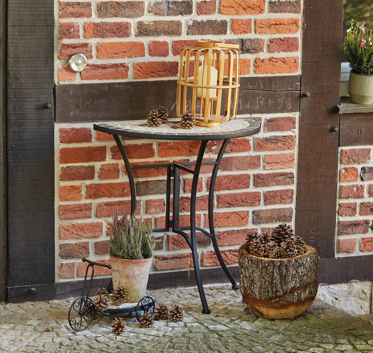 Gartentisch Keramik/Metall L 70 cm - Multicolor/Schwarz, MODERN, Keramik/Metall (70/35,5/71cm) - Siena Garden