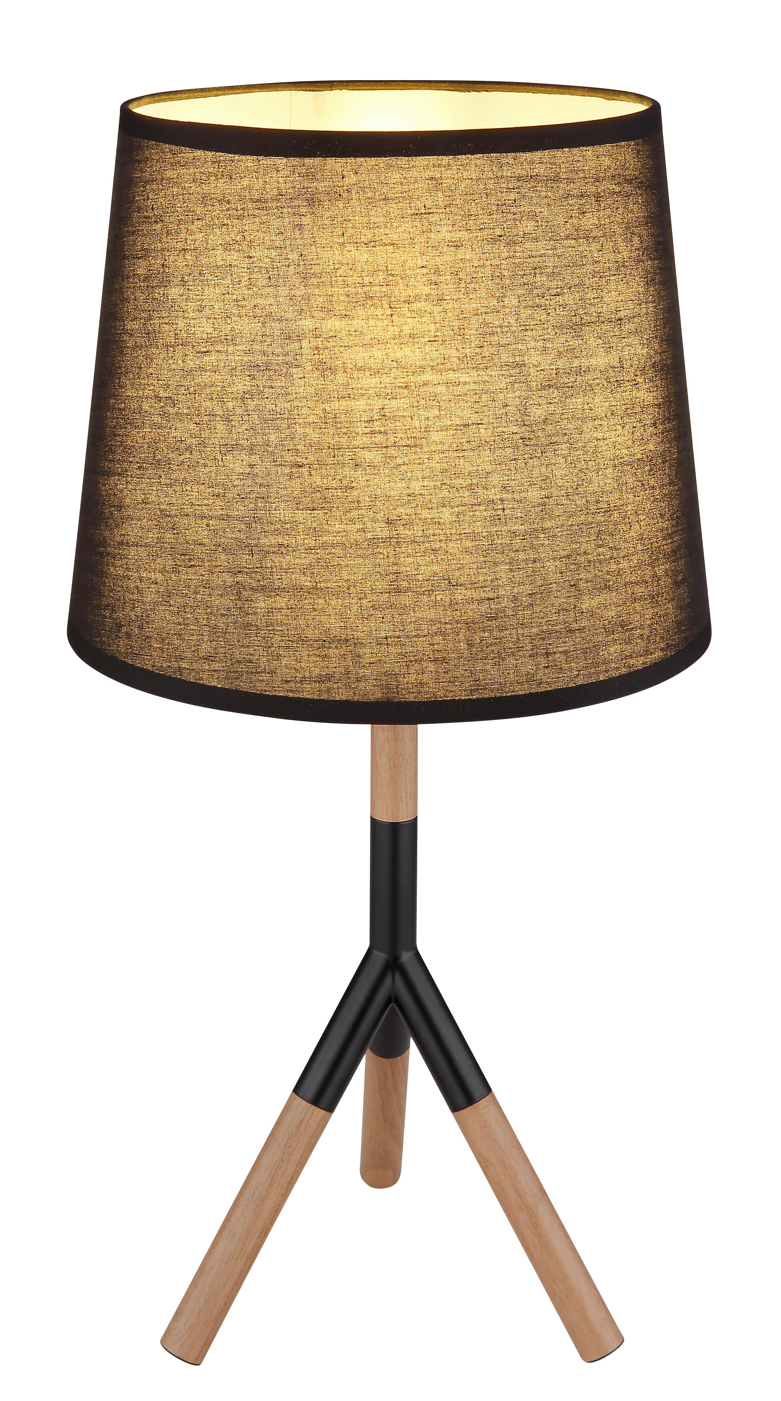 Tischleuchte 21629t - Schwarz/Naturfarben, Basics, Holz/Textil (25/45cm) - Globo