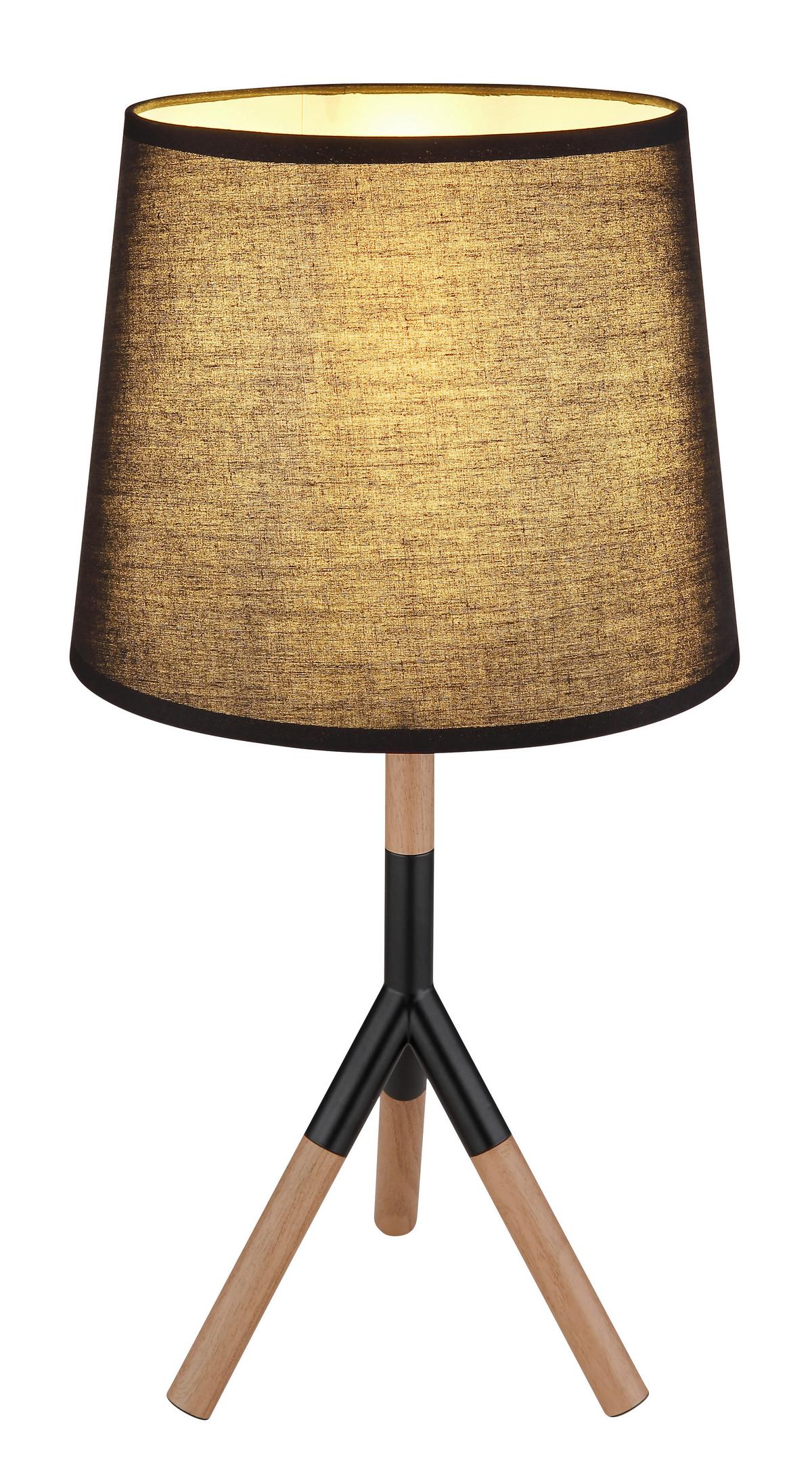 Tischleuchte 21629t - Schwarz/Naturfarben, Basics, Holz/Textil (25/45cm) - Globo