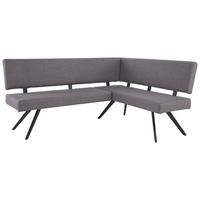 Eckbank Andros Hellgrau, S: 190x150 cm - Hellgrau/Schwarz, KONVENTIONELL, Textil/Metall (190/150cm) - MID.YOU