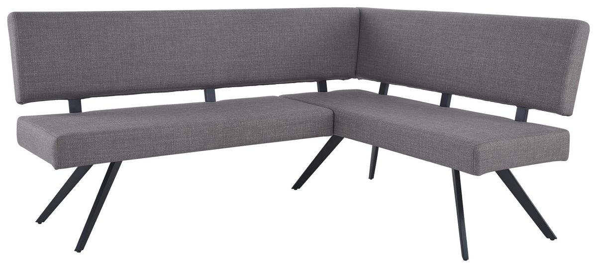 Eckbank Andros Hellgrau, S: 190x150 cm - Hellgrau/Schwarz, KONVENTIONELL, Textil/Metall (190/150cm) - MID.YOU