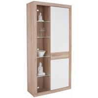 VITRÍNA MALTA - bílá/barvy dubu, Moderní, plast (96/197/35cm)
