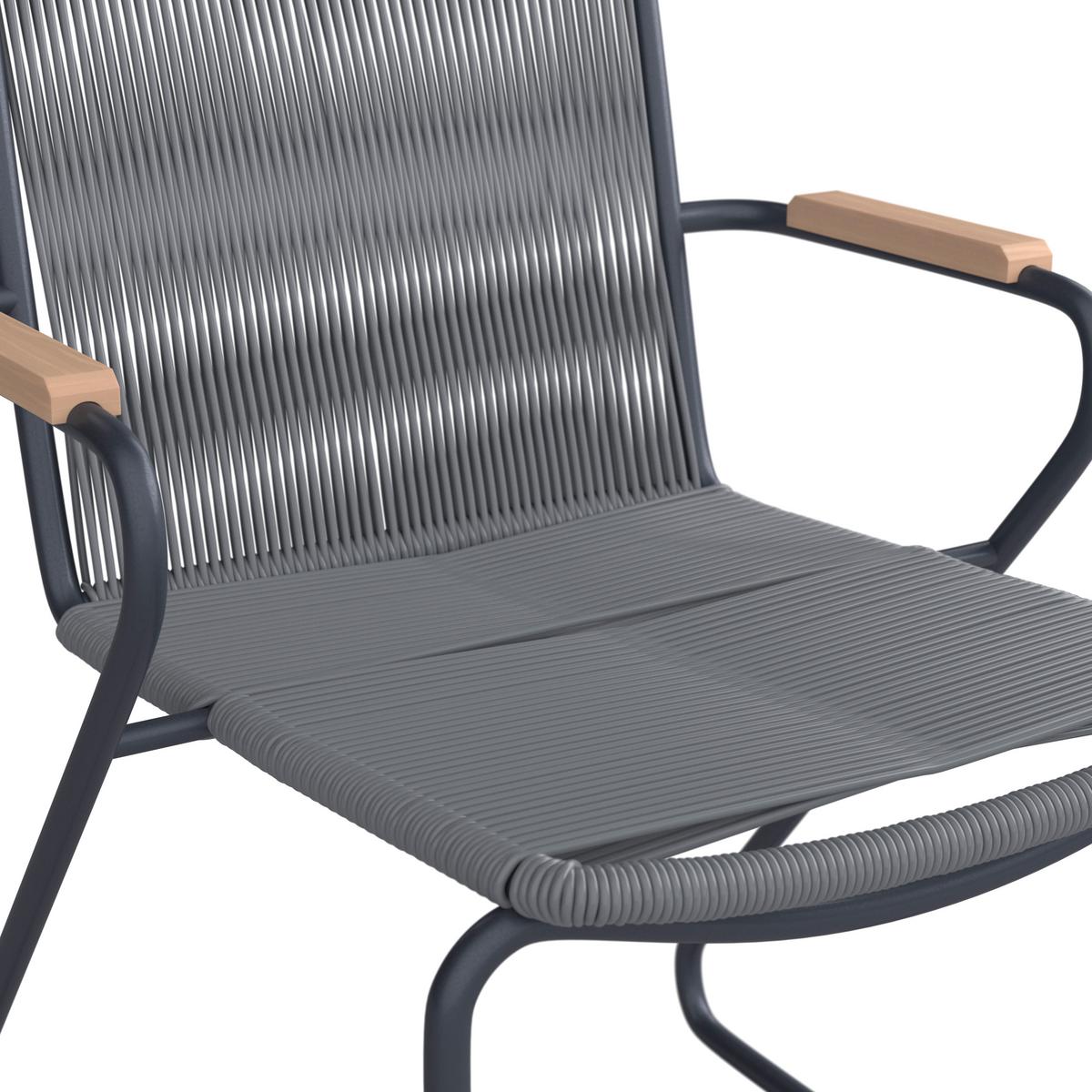 Záhradní souprava HELEN - šedá/barvy teak, Moderní, kov/textil (330/198/88cm) - Bessagi Garden