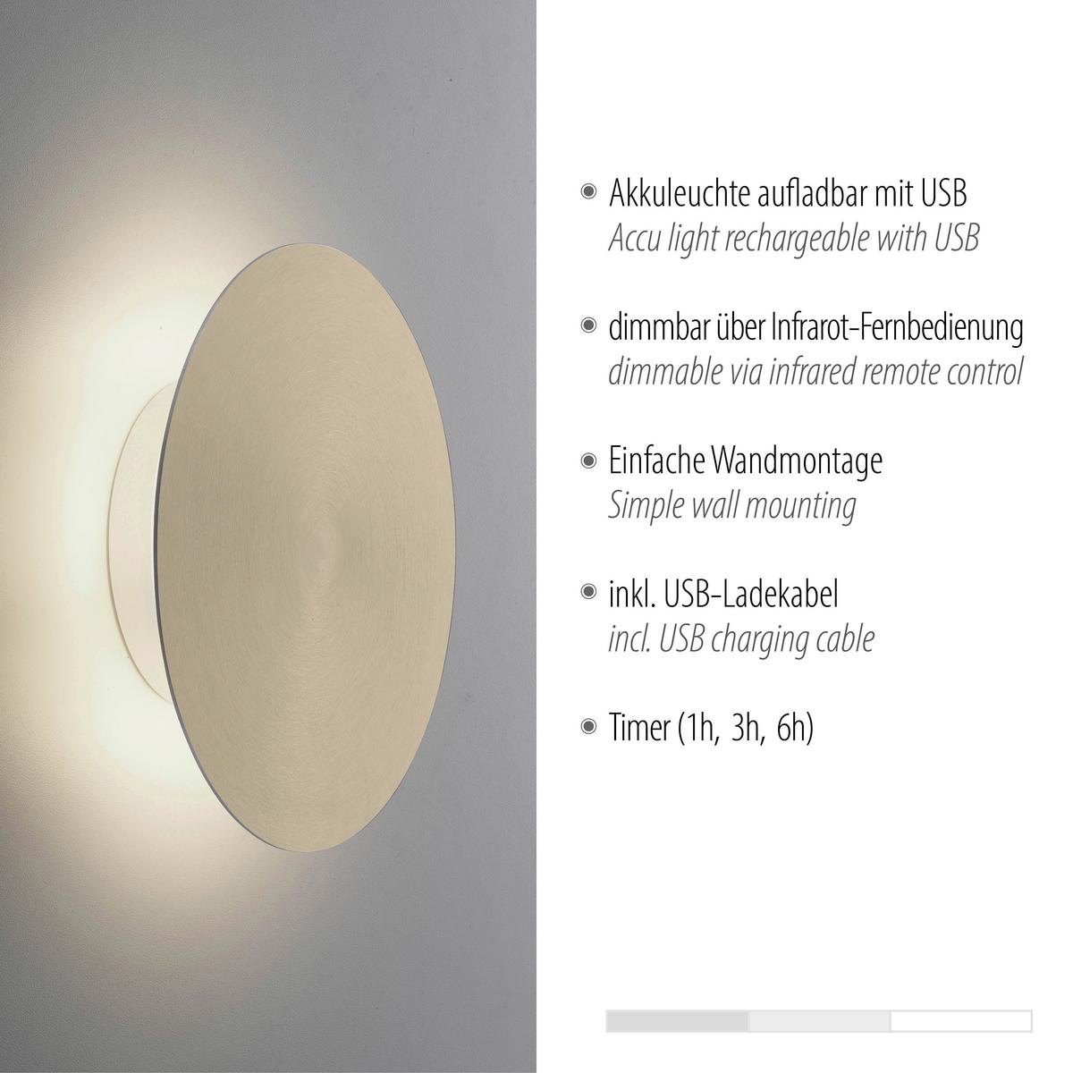 Akku-Wandleuchte 8152-60 Akku Punuta - Design, Kunststoff/Metall (18/6,5cm) - Paul Neuhaus