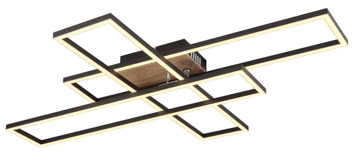 Led-deckenleuchte 67208-40 Dakari - Chromfarben/Dunkelbraun, Design, Holzwerkstoff/Kunststoff (80/60/10cm) - Globo