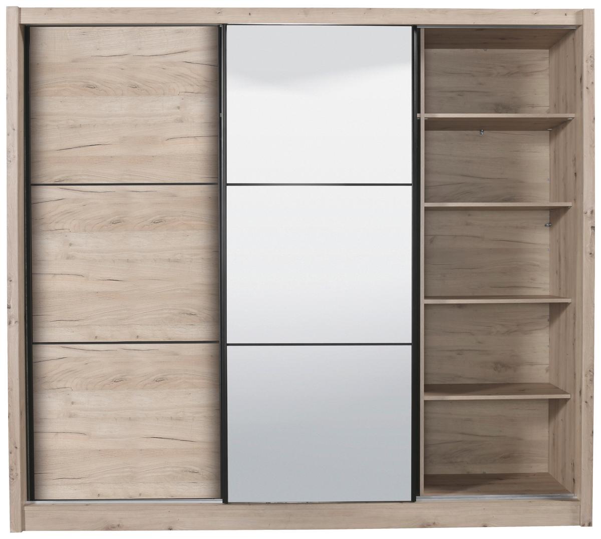 Tolóajtós Szekrény Navara 242/215,5 Cm - tölgyfa, Basics (242/215,5/60,5cm)