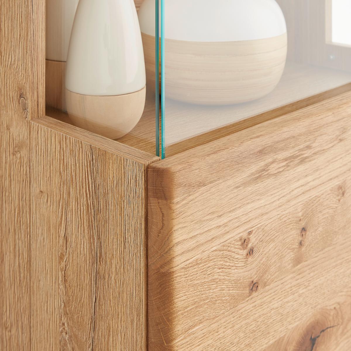 Závěsná vitrína divoký dub - šedá/divoký dub, Moderní, kov/dřevo (50/138/37cm) - Premium Living