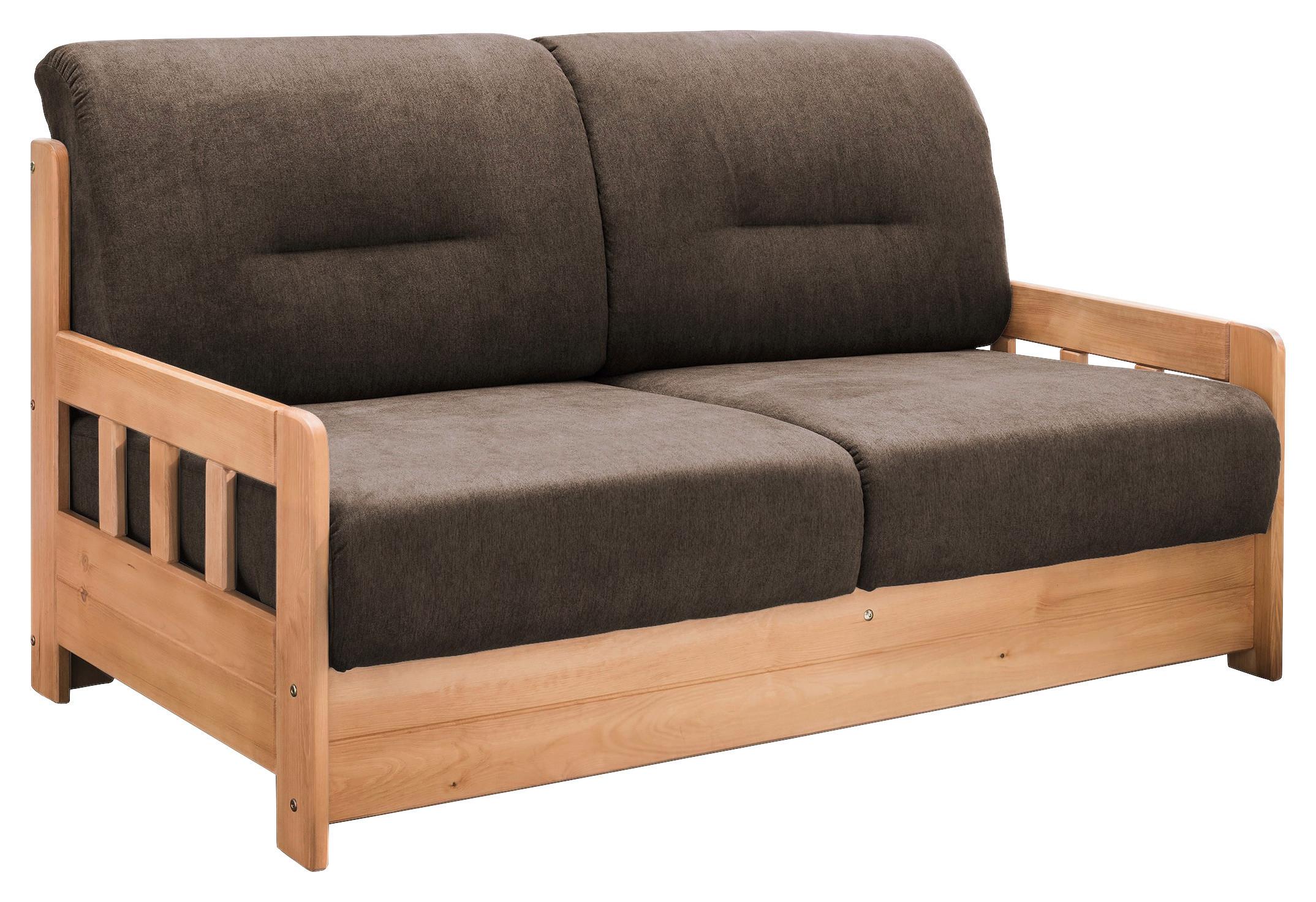 2-Sitzer-Sofa mit Schlaffunkt. Camino Holzkorpus Braun - Dunkelbraun/Honig, LIFESTYLE, Holz/Textil (154/88/90cm) - Livetastic