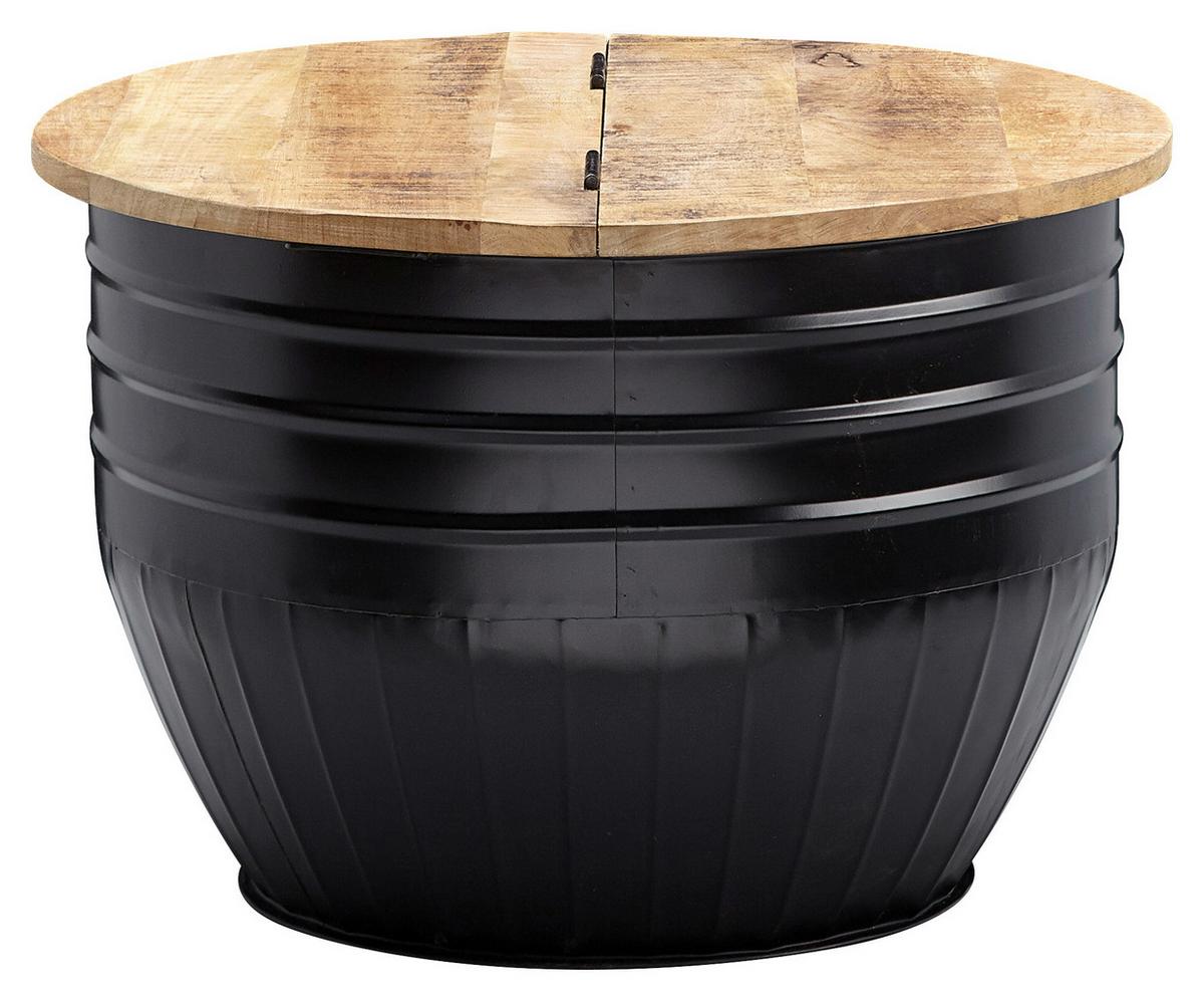 Konferenční stůl Wohnling mangové dřevo - černá/hnědá, Moderní, kov/dřevo (60/60/41cm) - MID.YOU