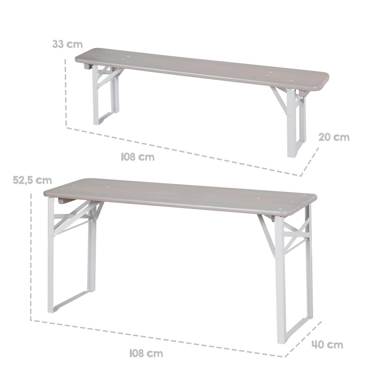 Kindersitzgruppe natur/Grün 3-Teilig. - Hellgrau/Weiß, Basics, Holz/Metall (109cm)