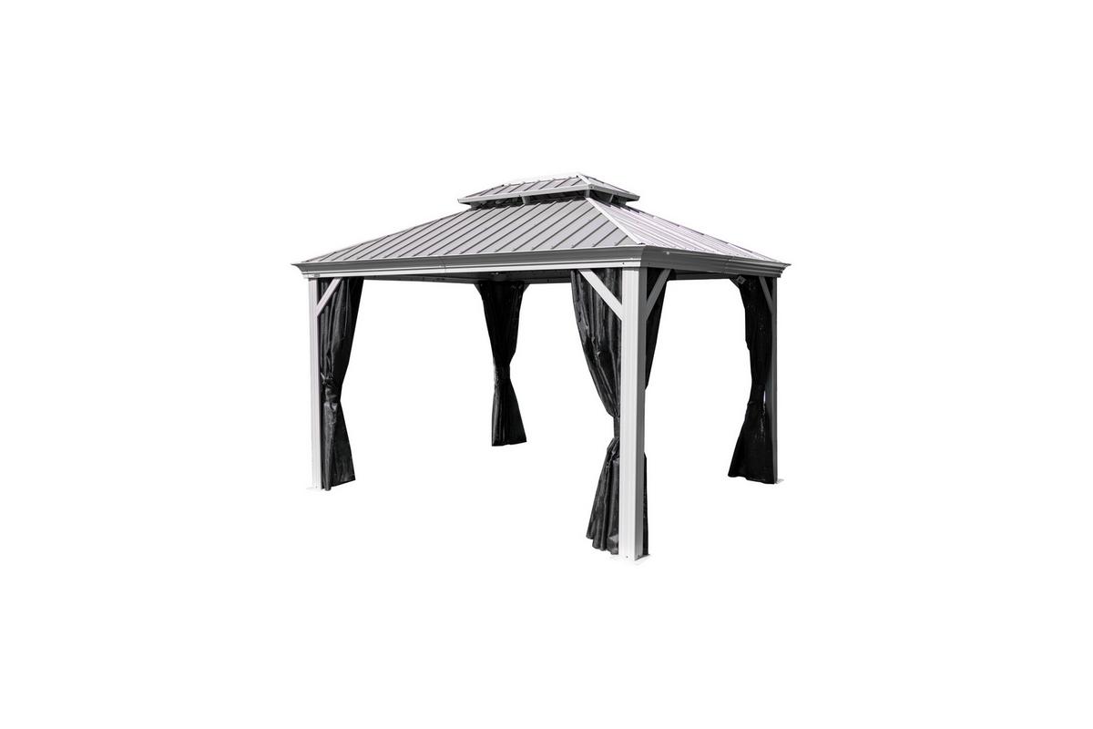 Pavillon Messina 363x298 cm Wetterfest Gartenpavillon - Champagner, Basics, Metall (363/291/298cm)